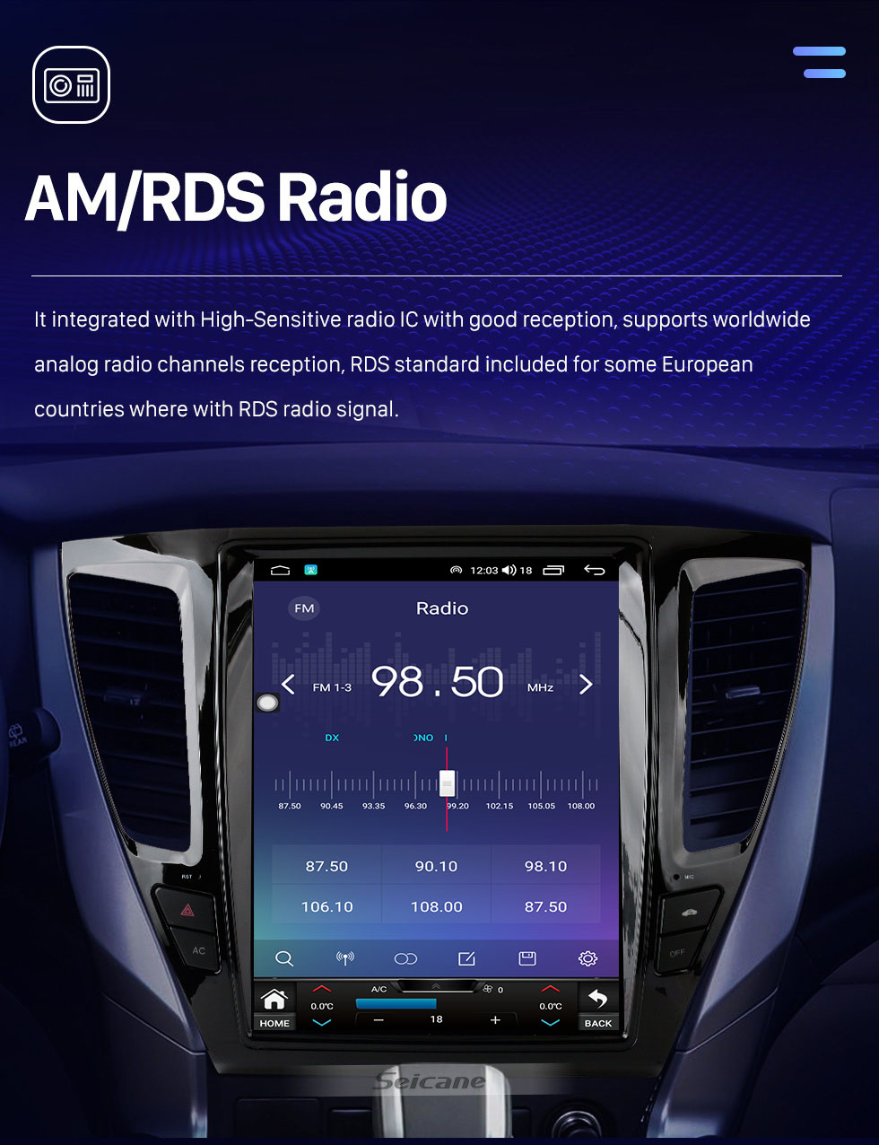Seicane 12,1-дюймовый Android 10.0 HD Сенсорный экран GPS-навигация Радио для Mitsubishi Pajero Sport V93 V97 V98 2016-2019 с поддержкой Bluetooth Carplay TPMS