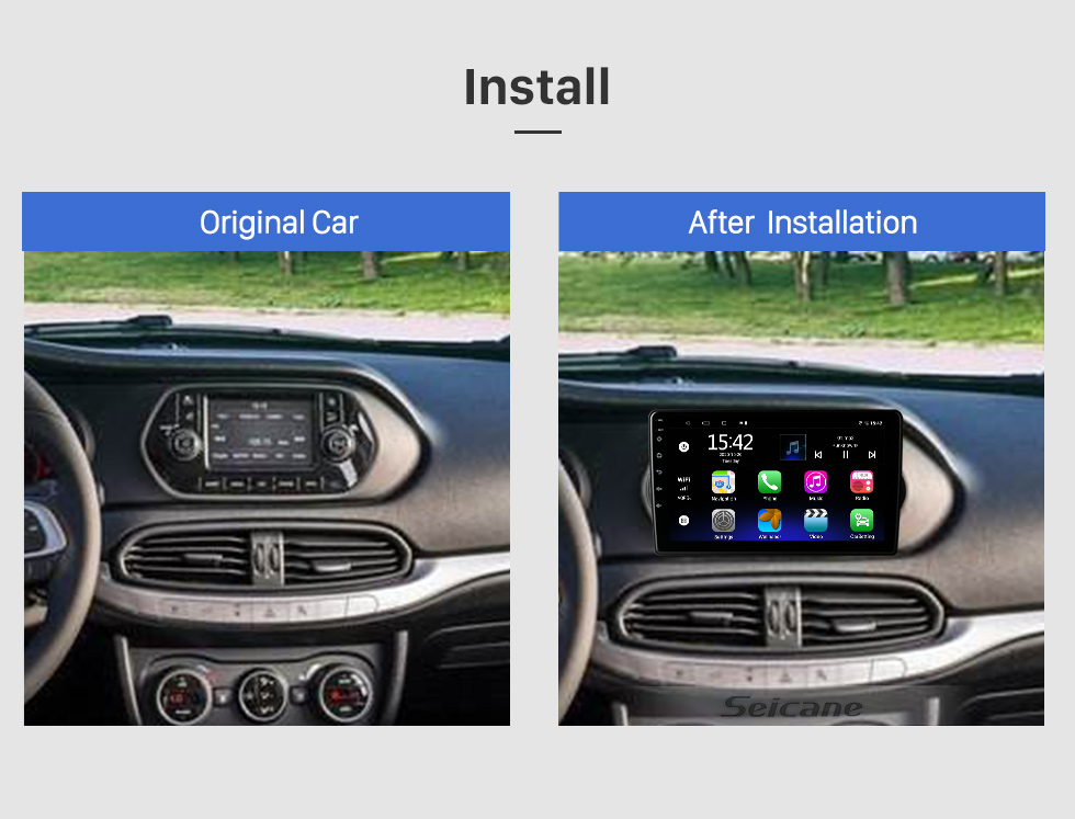 Seicane OEM 9 polegadas Android 13.0 para 2015-2020 Fiat TIPO / EGEA Sistema de navegação GPS por rádio com tela sensível ao toque HD com suporte para Bluetooth Carplay OBD2 DVR TPMS