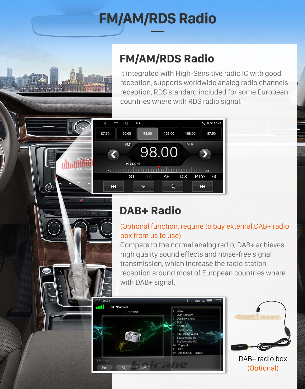 Seicane OEM 9-дюймовый Android 13.0 для Fiat TIPO / EGEA Radio 2015-2020 гг. Система GPS-навигации с сенсорным экраном HD Поддержка Bluetooth Carplay OBD2 DVR TPMS
