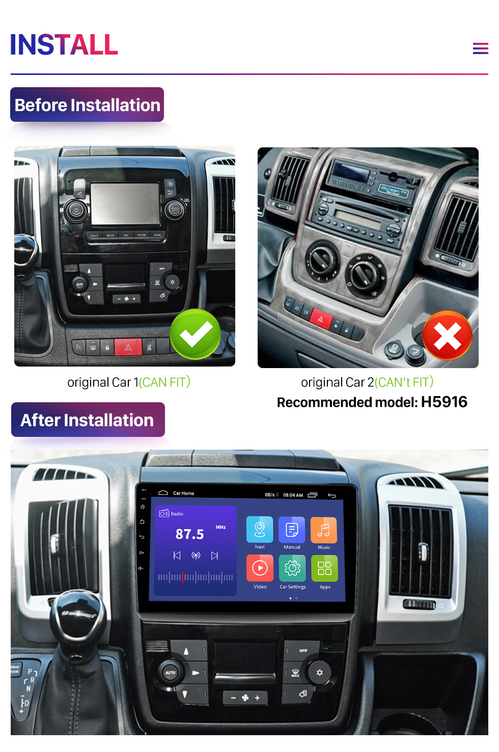 Seicane 9 Zoll Android 10.0 Touchscreen für 2011+ FIAT DUCATO Radio Stereo mit Carplay DSP RDS Unterstützung Lenkradsteuerung