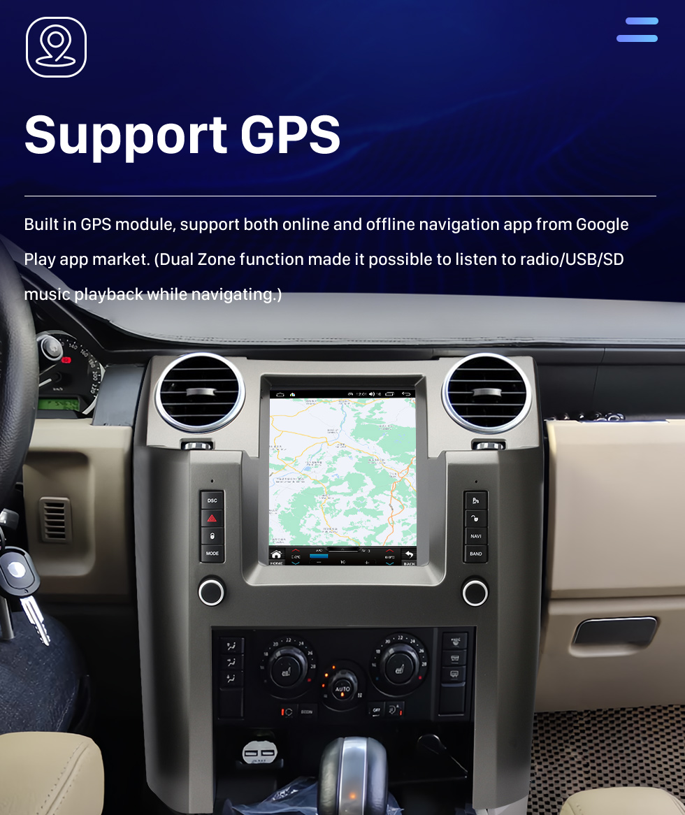 Seicane 9.7 pulgadas 2004-2009 Land Rover Discoverer 3 Android 10.0 Unidad principal Navegación GPS Radio USB con USB Bluetooth WIFI Soporte DVR OBD2 TPMS AHD Cámara