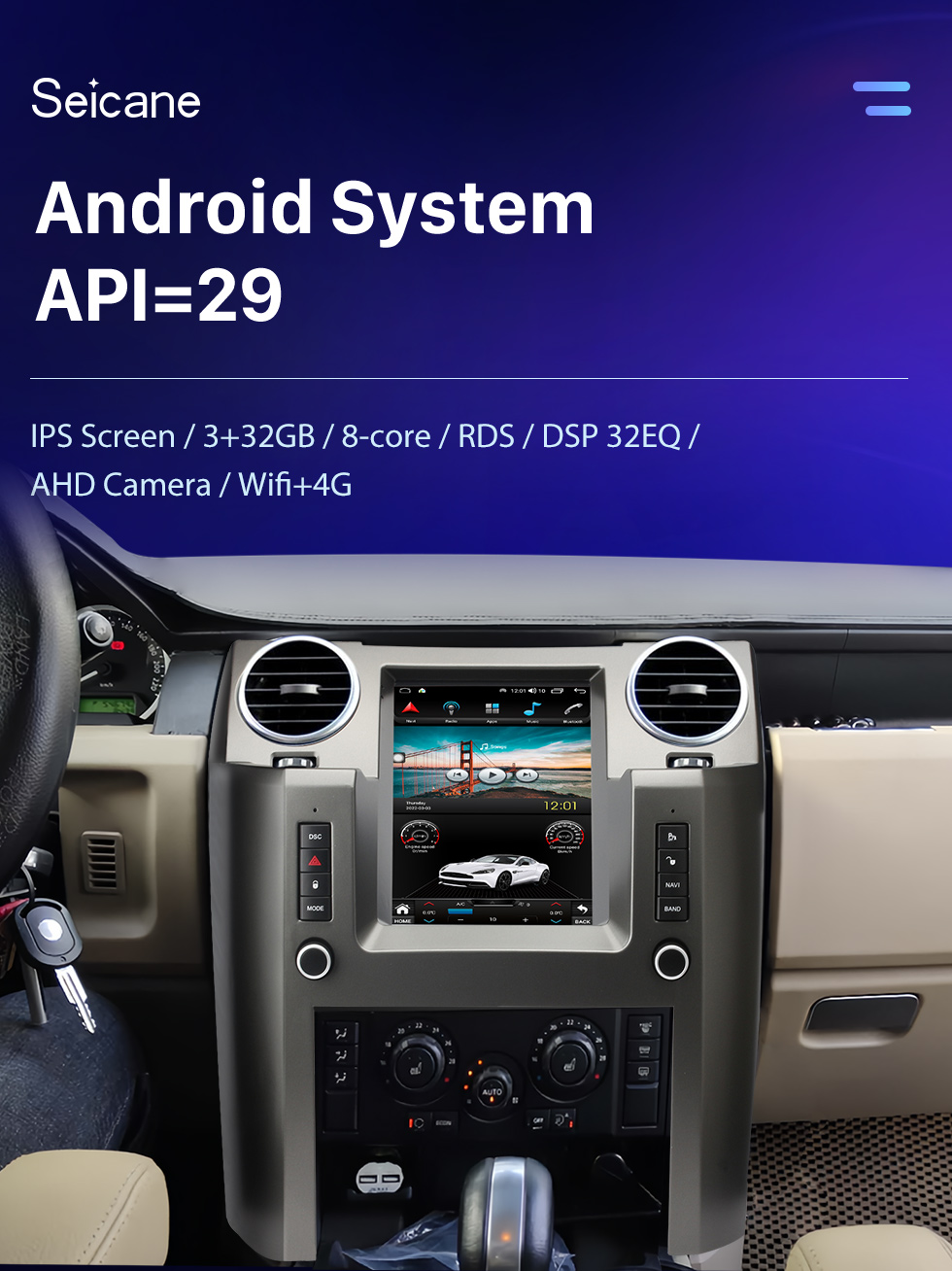 Seicane 9,7 Zoll 2004-2009 Land Rover Discoverer 3 Android 10.0 Head Unit GPS Navigation USB Radio mit USB Bluetooth WIFI Unterstützung DVR OBD2 TPMS AHD Kamera