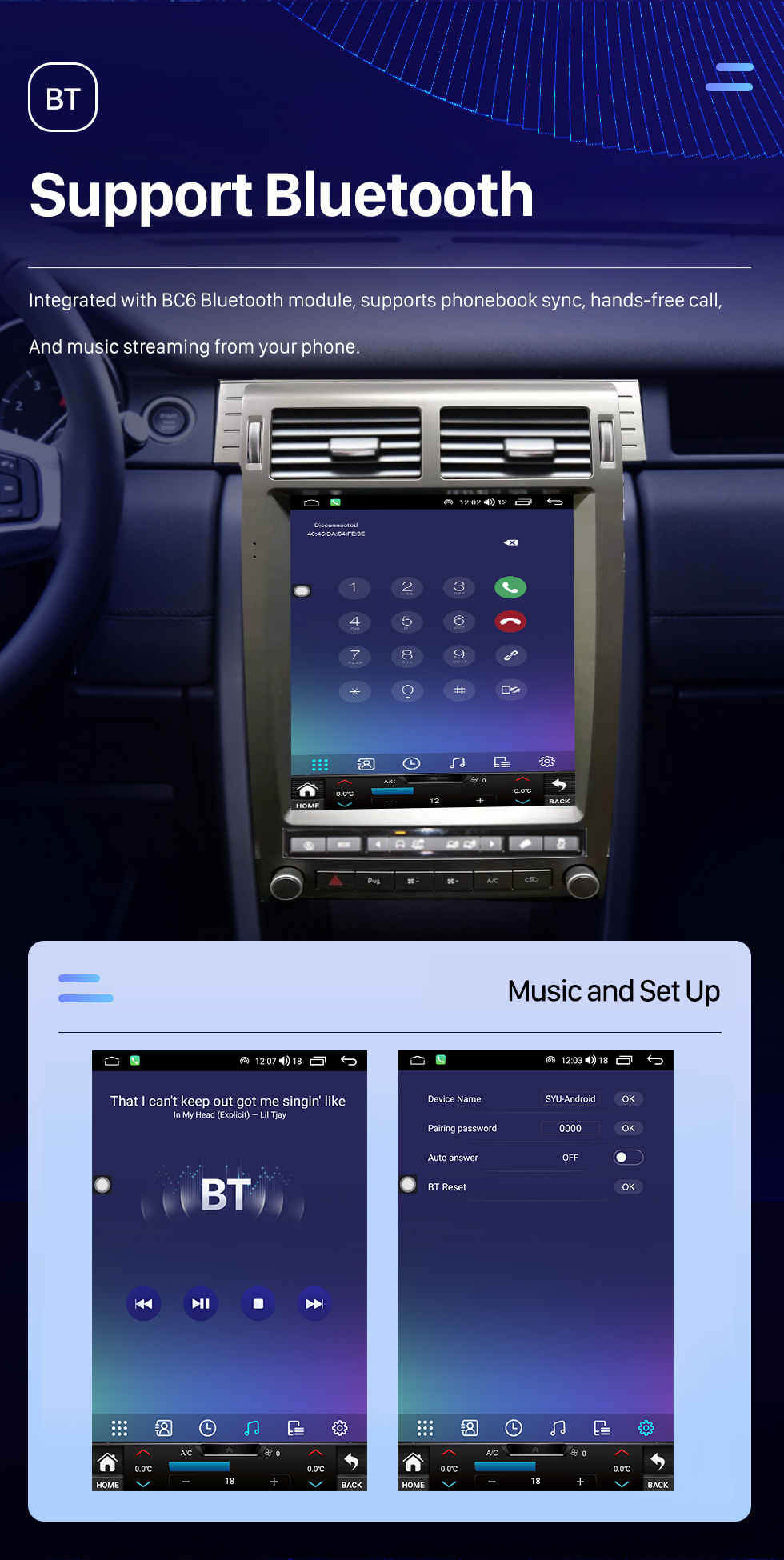 Seicane Rádio de navegação GPS com tela sensível ao toque Android 10.0 HD de 12,1 polegadas para Land Rover Discovery Sport 2016-2019 com suporte Bluetooth USB AUX Carplay TPMS