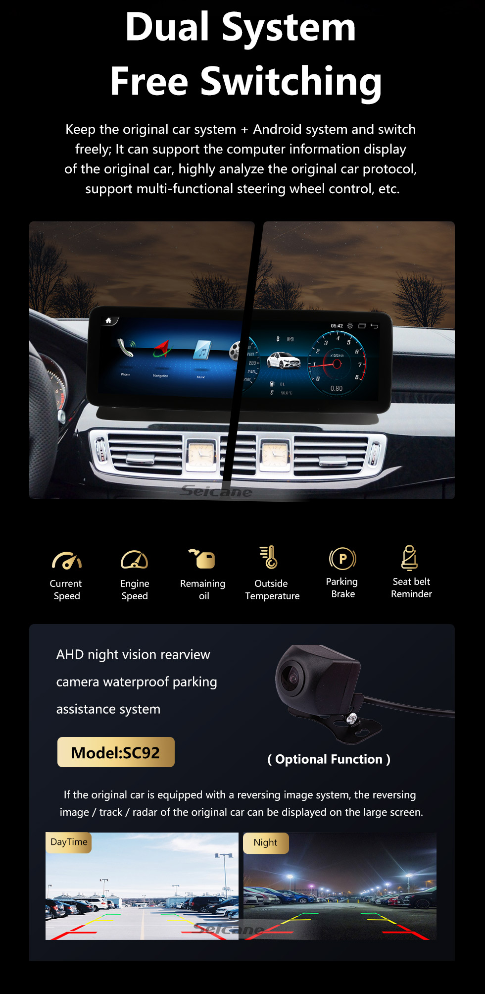 Seicane Carplay 12.3 pulgadas Android 11.0 para 2010-2015 2016 2017 Mercedes CLS W218 CLS300 CLS350CLS 550 CLS250 CLS500 CLS220 CLS320 CLS260 CLS400 Radio Bluetooth Pantalla táctil Sistema de navegación GPS