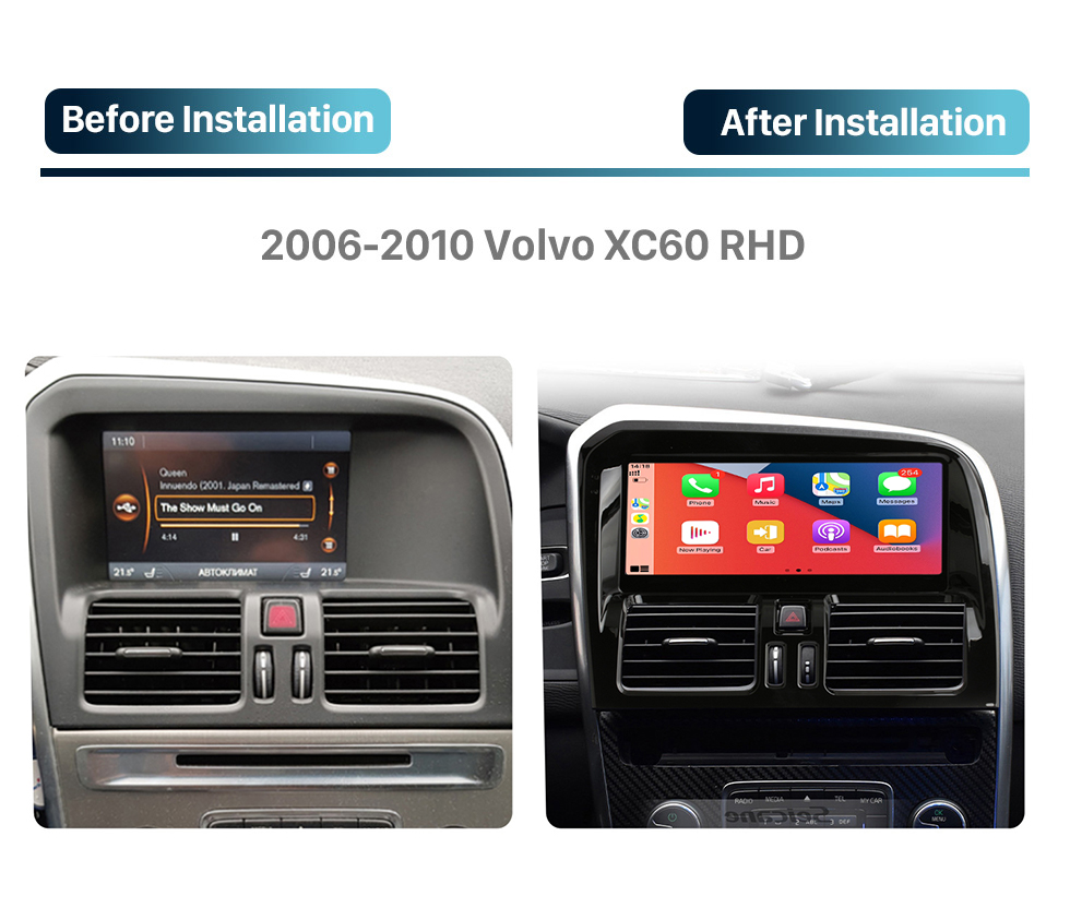 Seicane Android 10 Touchscreen-Radio für 2006-2010 Volvo XC60 RHD Stereo-Upgrade mit Carplay Bluetooth-Unterstützung Rückfahrkamera WIFI-Lenkradsteuerung