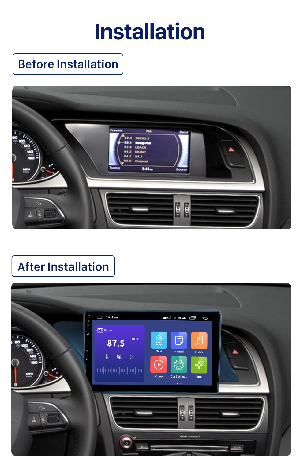Seicane Pantalla táctil Android 10.0 HD de 10.1 pulgadas para 2010 AUDI A4 LHD con soporte Carplay DSP incorporado Control del volante Cámara AHD WIFI 4G