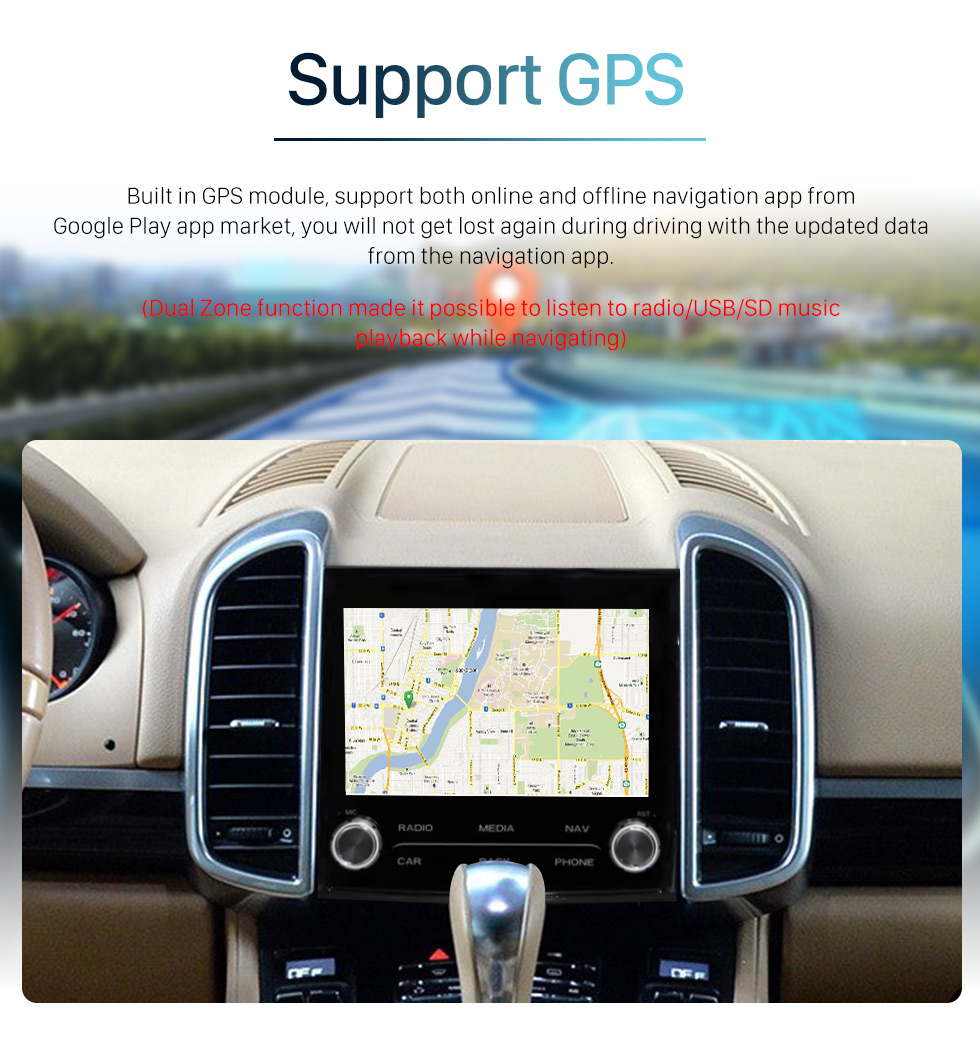 Seicane Écran tactile HD 7 pouces pour 2011-2017 Porsche Cayenne Radio Android 10.0 Système de navigation GPS avec prise en charge Bluetooth USB TV numérique Carplay