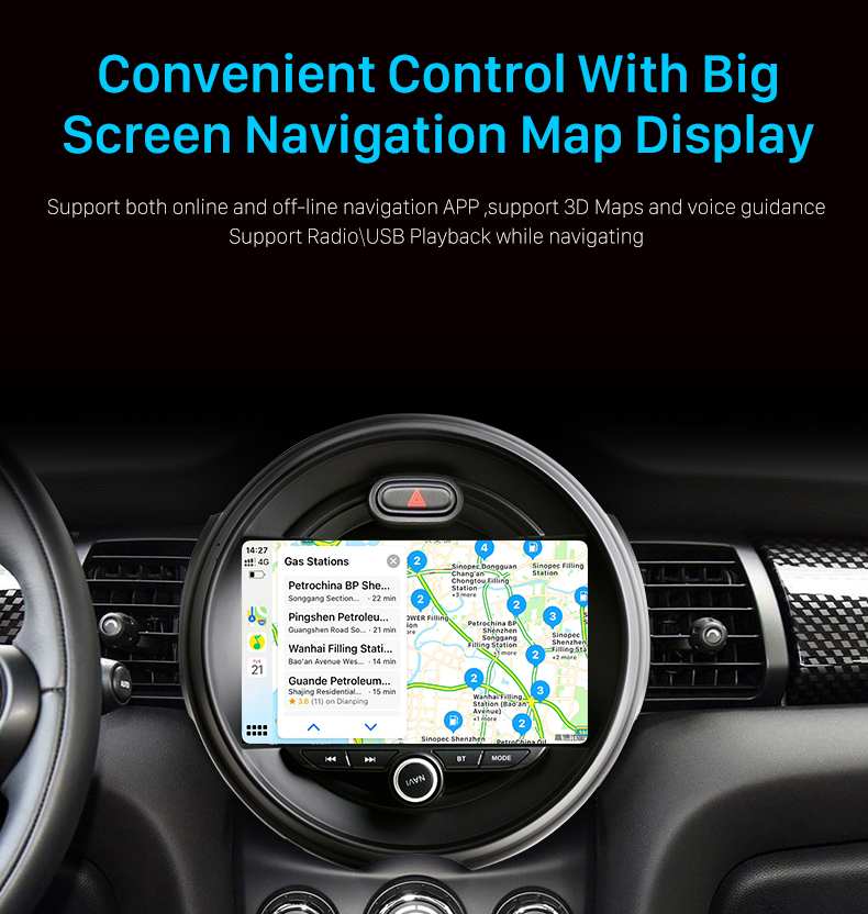 Seicane 9.7 inch Android 10.0 for 2014-2019 Mini Cooper S Stereo GPS navigation system  with Bluetooth carplay support Rearview Camera