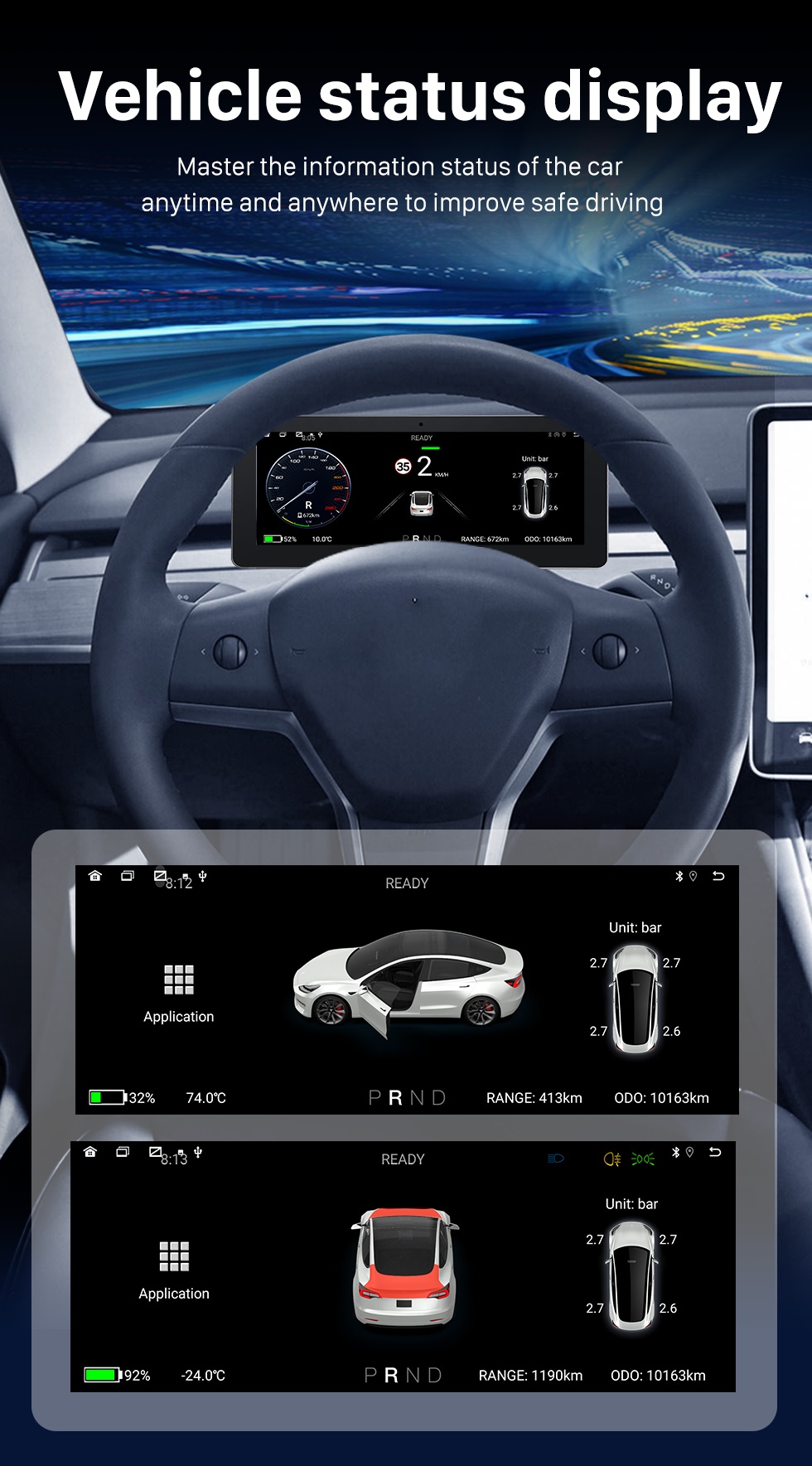 Grandnavi – écran de tableau de bord 9 pouces pour Tesla modèle 3 Y,  CarPlay sans fil, Android Auto, IPS, écran tactile, affichage de la vitesse  - AliExpress