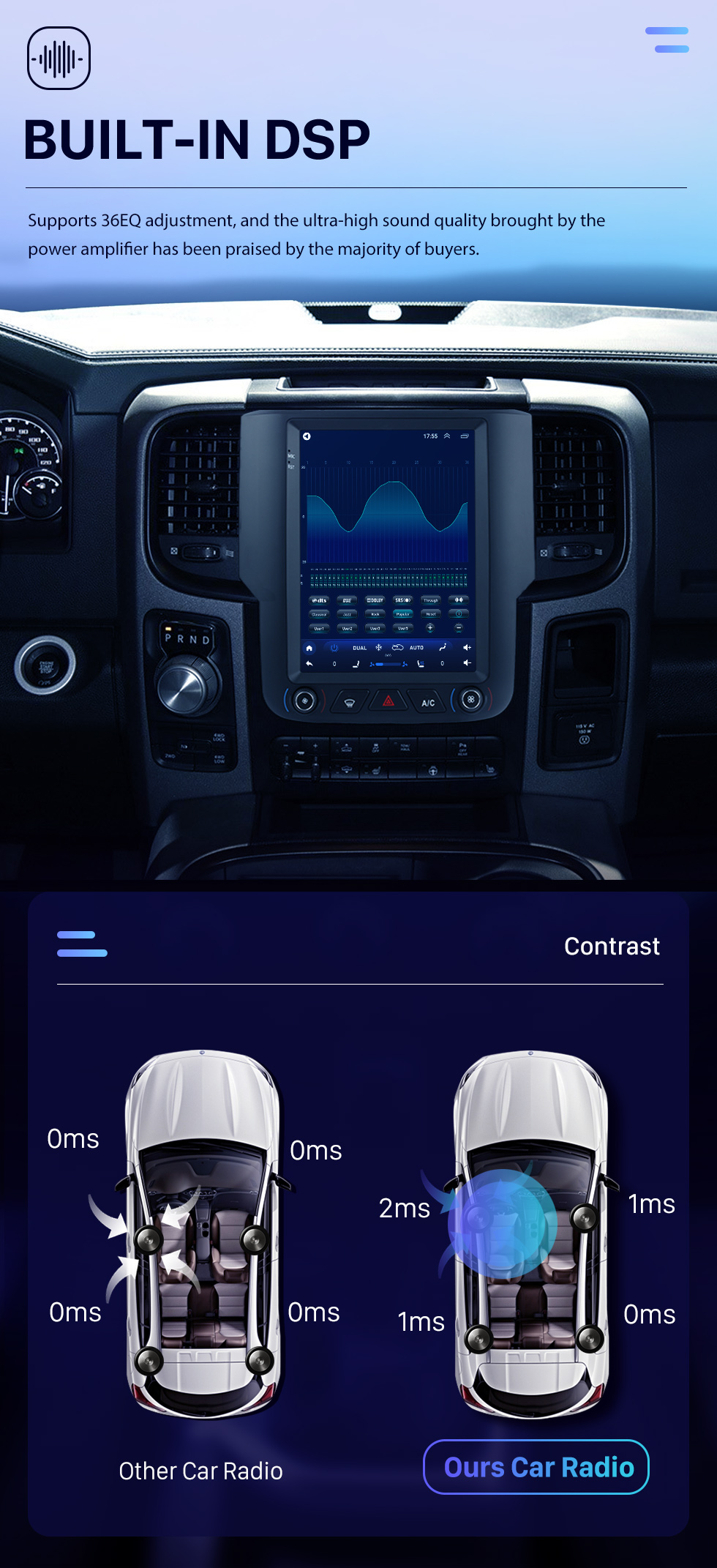 Seicane Tela sensível ao toque de 9,7 polegadas Android 10.0 estéreo para rádio de reposição Dodge Ram 2013-2018 com Carplay integrado Bluetooth GPS com suporte para controle de volante