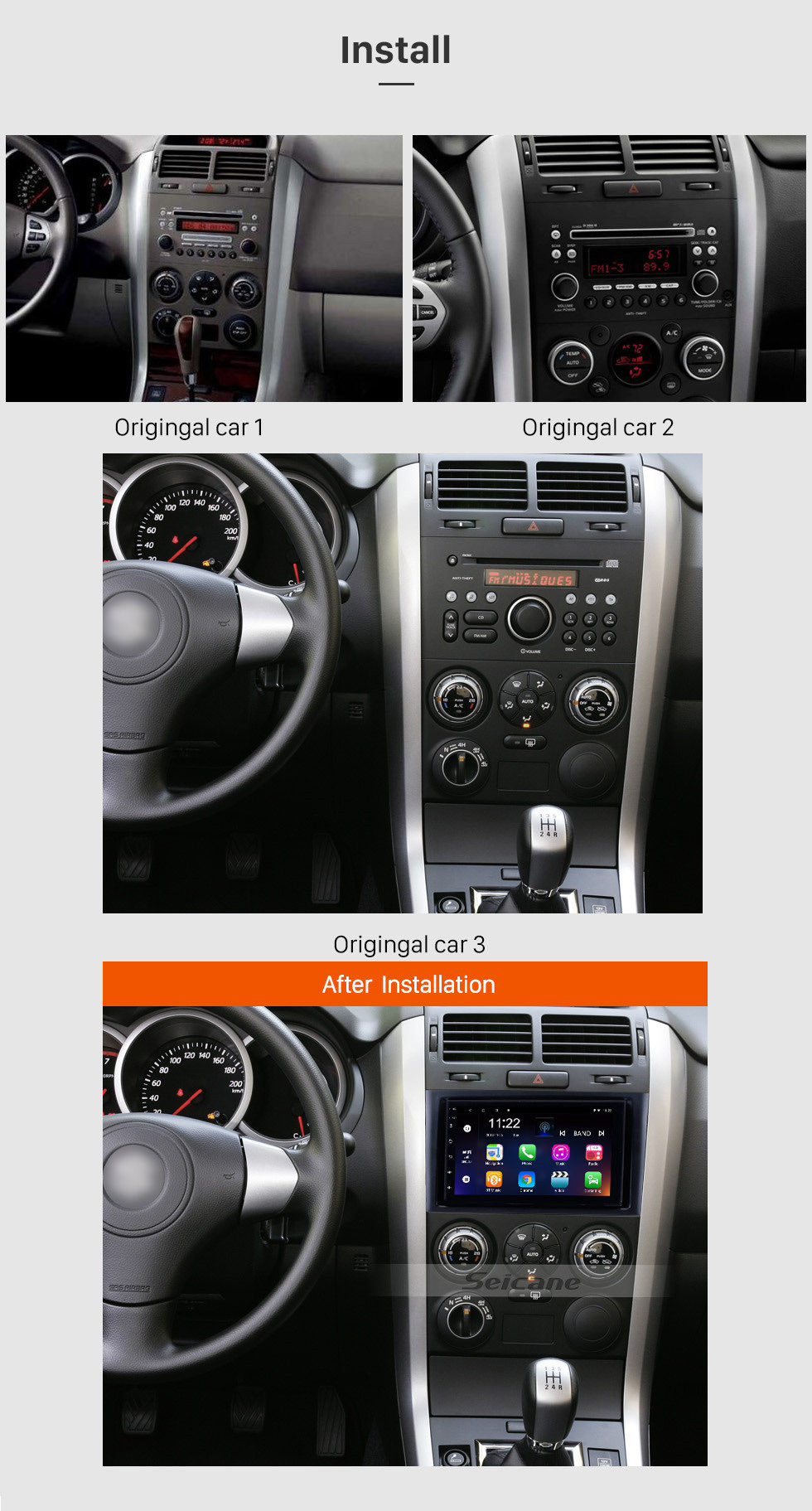 Seicane 7-Zoll-Aftermarket Android 10.0 Touchscreen GPS-Navigationssystem Für 2005-2015 SUZUKI GRAND VITARA Unterstützung Bluetooth-Radio TPMS DVR OBD II Rückfahrkamera AUX Kopfstützenmonitor Steuerung USB HD 1080P Video 3G WiFi