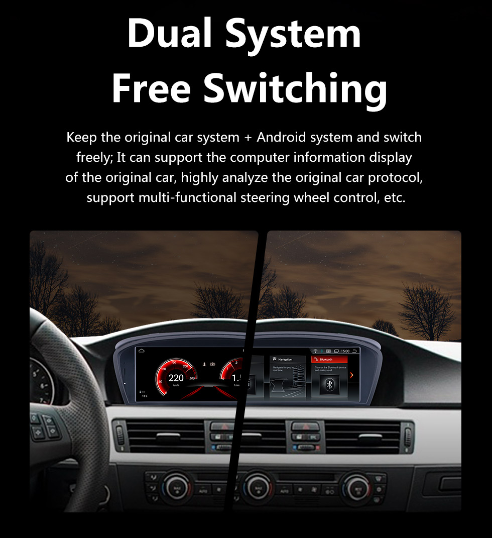 Seicane Tela sensível ao toque HD de 8,8 polegadas para 2006-2010 2011 2012 BMW 5 3 Series E60 E61 E62 E63 E90 E91 E92 E93 Rádio Android 11.0 Sistema de navegação GPS com suporte a Bluetooth Carplay