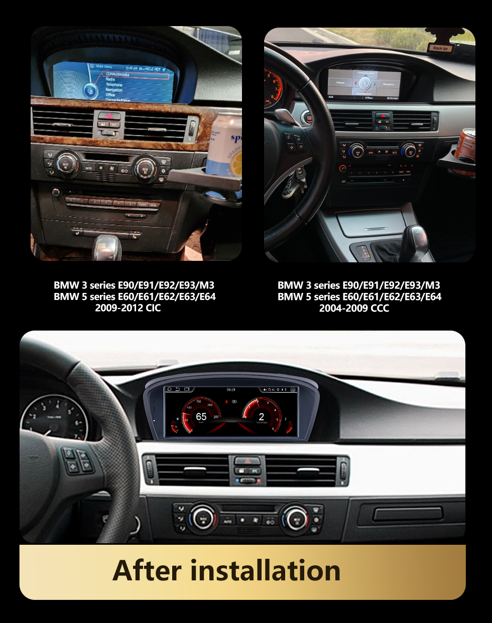 Seicane Pantalla táctil HD de 8,8 pulgadas para 2006-2010 2011 2012 BMW 5 3 Series E60 E61 E62 E63 E90 E91 E92 E93 Radio Android 11.0 Sistema de navegación GPS con soporte Bluetooth Carplay