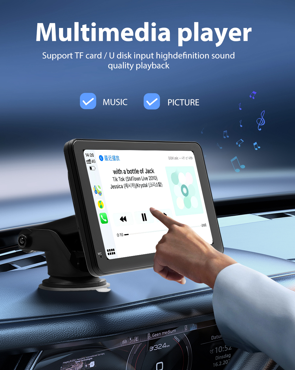 Seicane Sistema de navegación GPS estéreo con monitor táctil automático Android Carplay inalámbrico de 7 pulgadas con soporte Bluetooth Pantalla de video HD de cámara de marcha atrás
