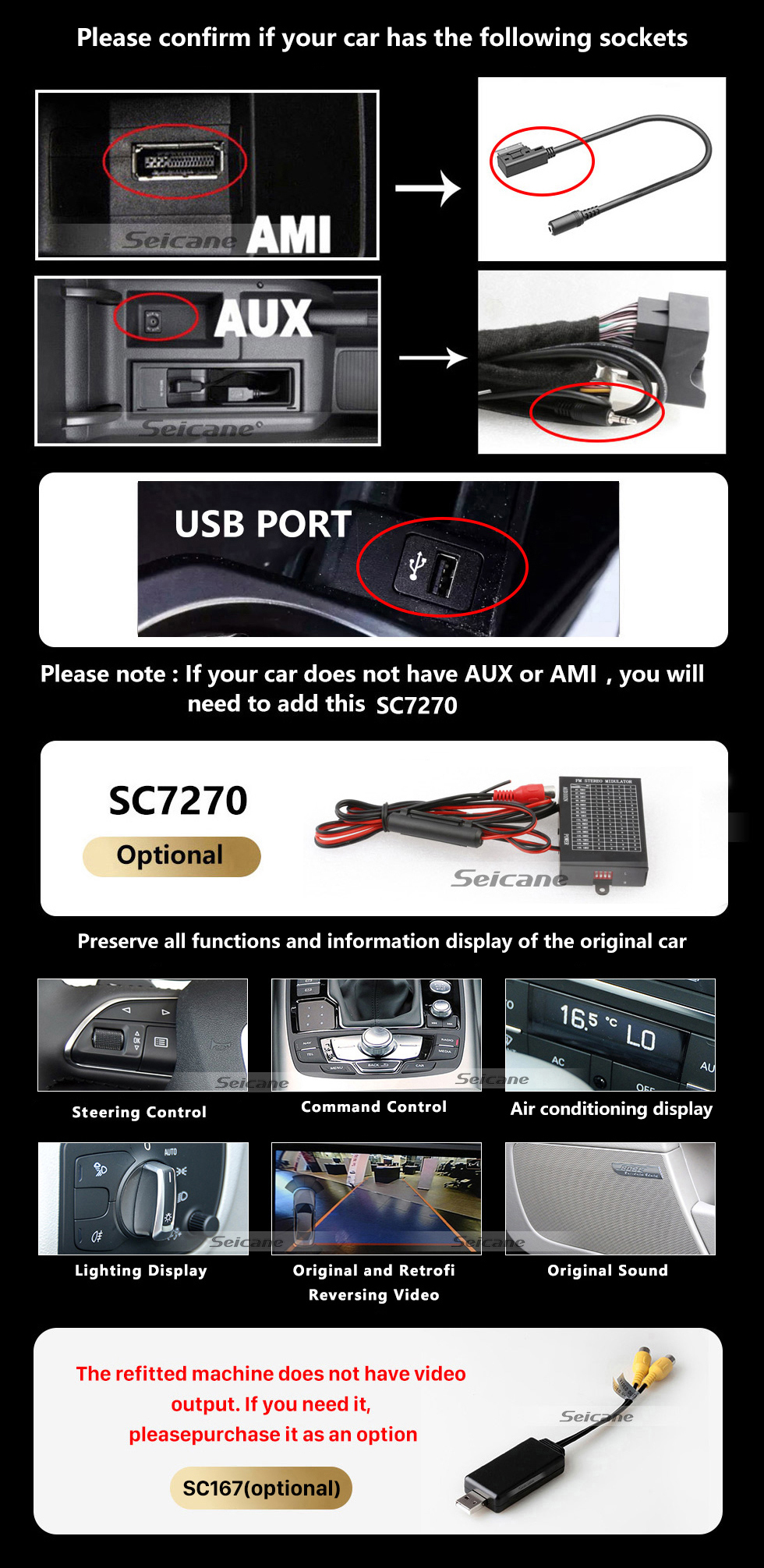 Seicane HD Touchscreen 12.3 inch Android 11.0 GPS Navigation Radio for 2013-2018 2019 2020 Audi A3 with Bluetooth AUX support DVR Carplay Steering Wheel Control