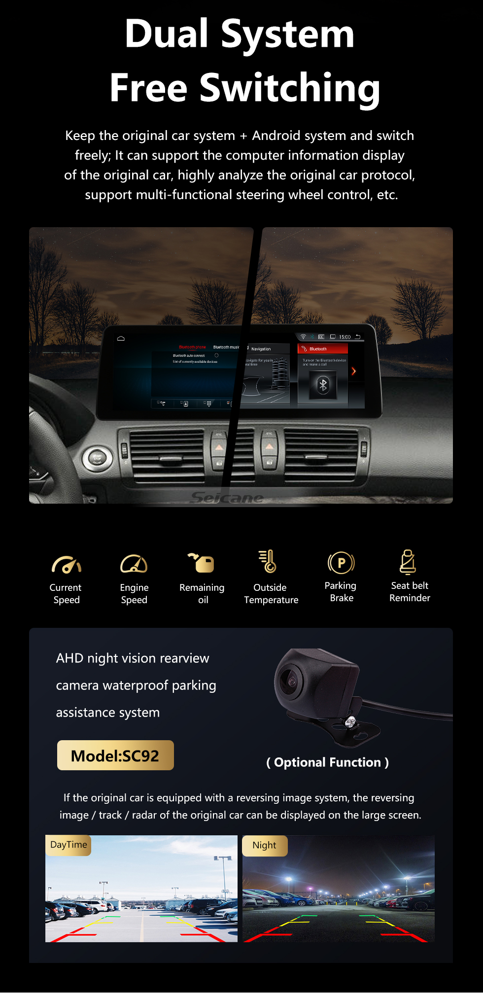 Seicane Android 10.0 para BMW E87 2006-2012 Rádio 10,25 polegadas HD Touchscreen Sistema de navegação GPS com suporte para Bluetooth Carplay SWC