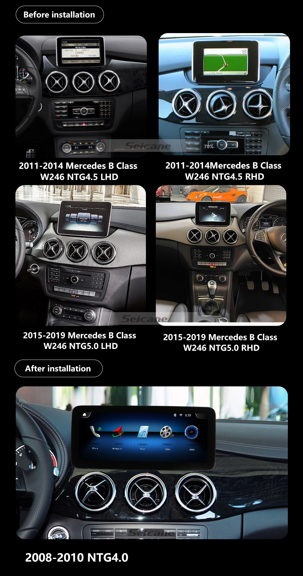 Autoradio Mercedes Classe B W246 2013 à 2019 Alkadyn Android 11.0