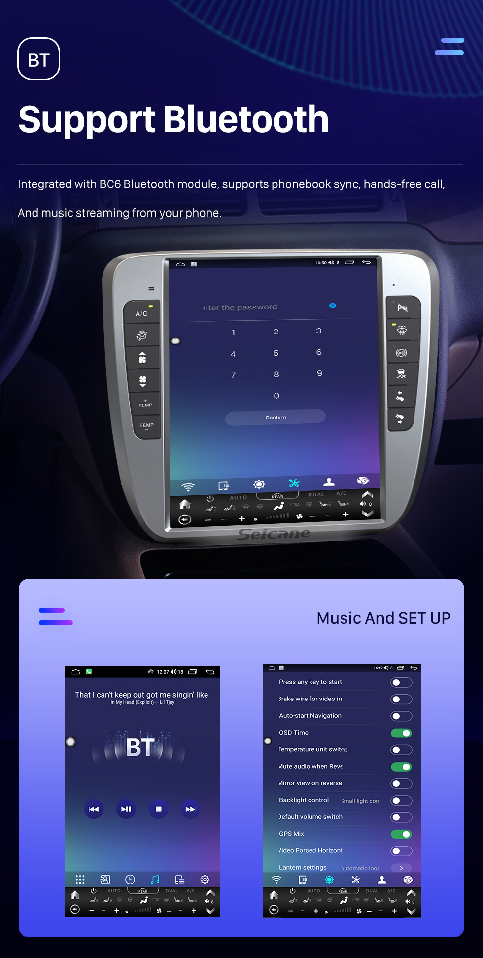 Seicane Carplay 13 pulgadas Android 10.0 HD Pantalla táctil Android Auto Navegación GPS Radio para 2007 2008 2009-2014 Chevy Chevrolet Tahoe Silverado GMC YUkon con Bluetooth