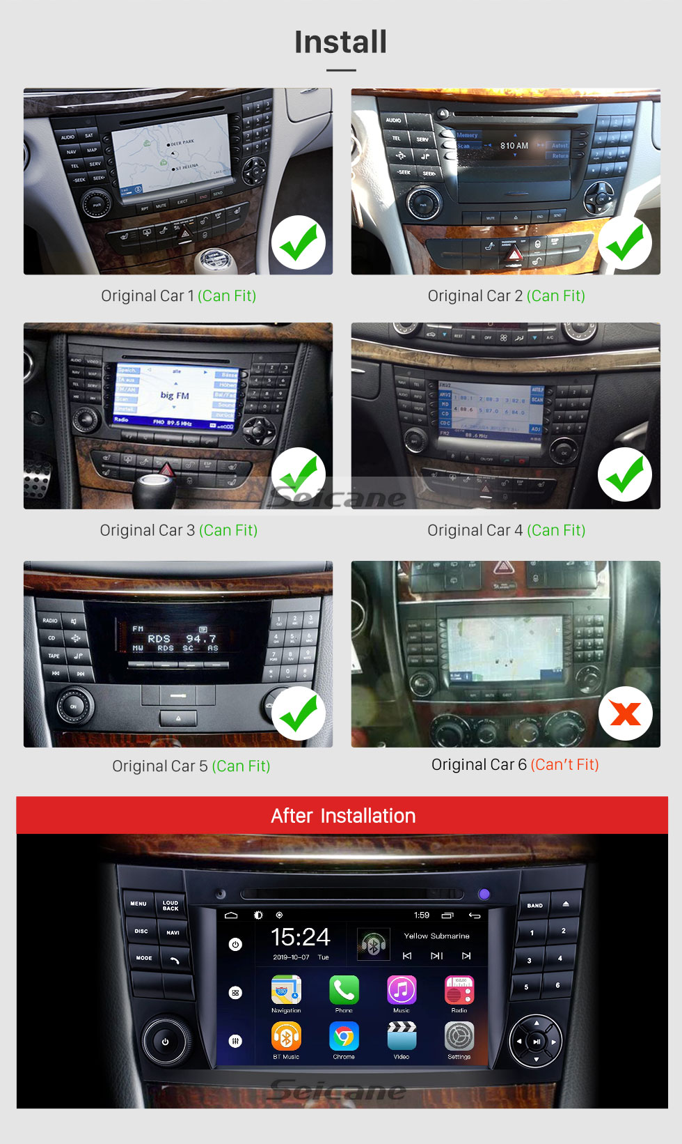 Autoradio Pour Mercedes Classe E, G, CLS CarPlay et Android auto