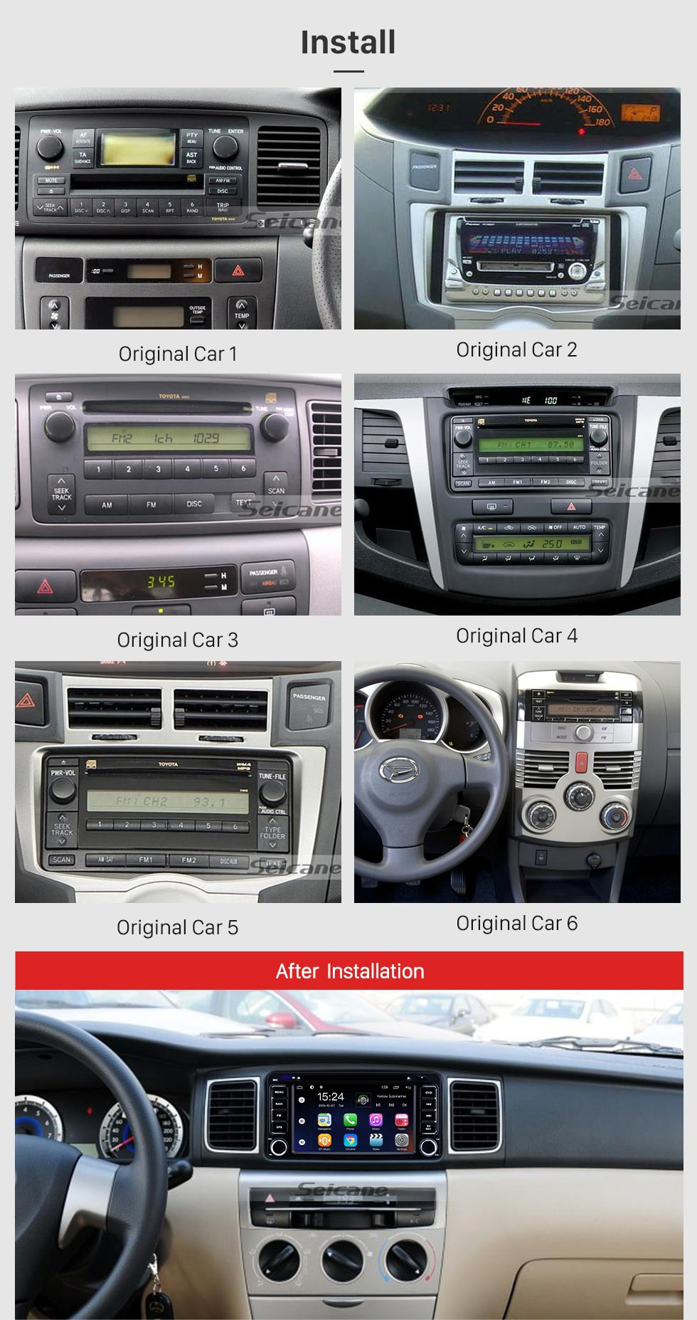 Seicane 1998-2007 TOYOTA Land Cruiser 100 series Android 8.0 Radio Lecteur DVD Système de navigation GPS Stéréo de voiture avec Bluetooth WiFi DVR Lien miroir Commande au volant 1080P Vidéo