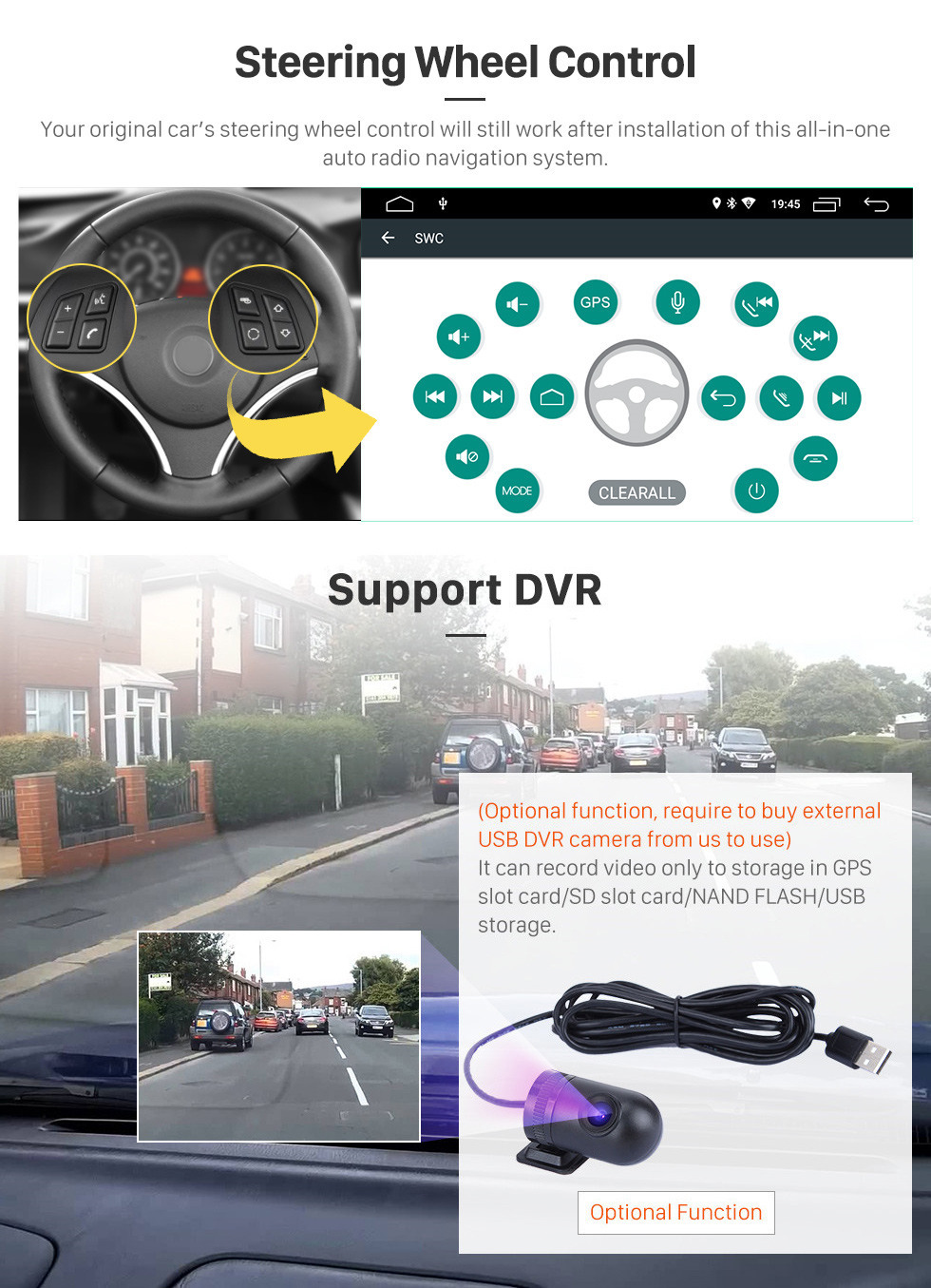 Seicane Android 9.0 6.2 pulgadas para Radio Universal Sistema de navegación GPS con pantalla táctil HD Bluetooth AUX WIFI compatible Carplay DVR OBD2