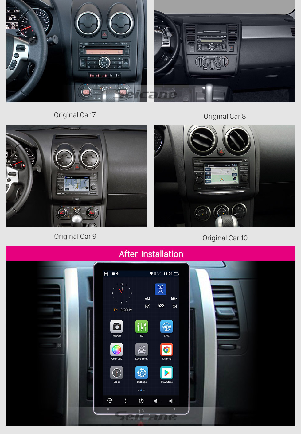 Seicane Android 10.0 10.1 Zoll für Universal Toyota Hyundai Kia Nissan Volkswagen Suzuki Honda Radio mit HD 180 ° drehbarer Bildschirm GPS Navigation Bluetooth WIFI Unterstützung Carplay DVR SWC
