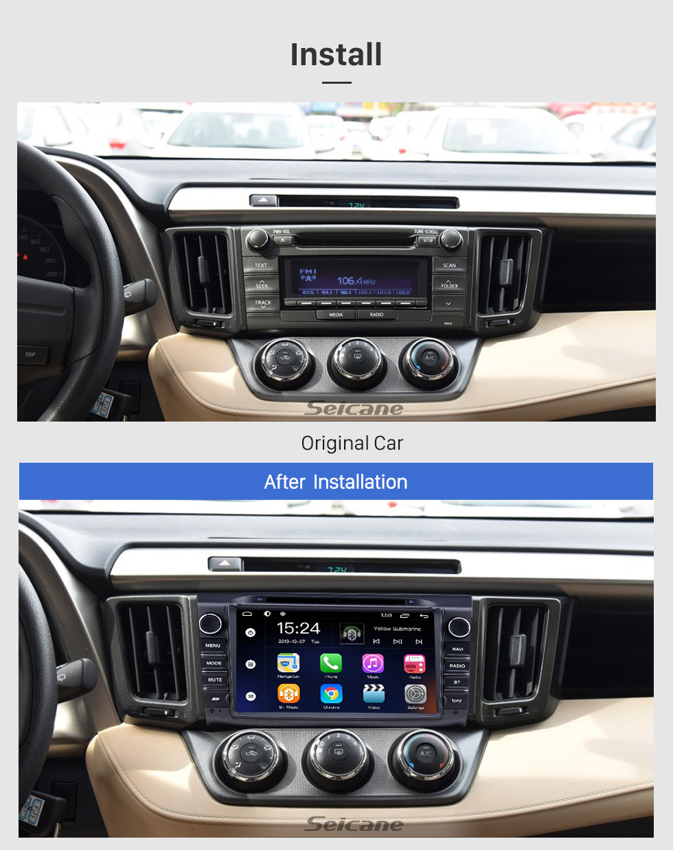 Seicane 8 polegadas Android 9.0 para 2006 2007 2008-2013 Toyota RAV4 Rádio Com HD Touchscreen Sistema de Navegação GPS suporte Bluetooth Carplay