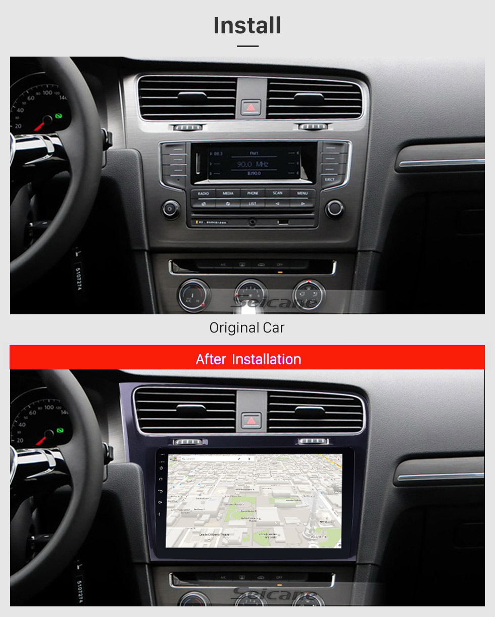 Seicane 10,1 Zoll 1024 * 600 HD Touchscreen Android 13.0 Radio für 2013 2014 2015 VW Volkswagen Golf 7 LHD GPS Navigationssystem mit WIFI Bluetooth Musik USB Mirror Link Rückfahrkamera 1080P Video OBD2