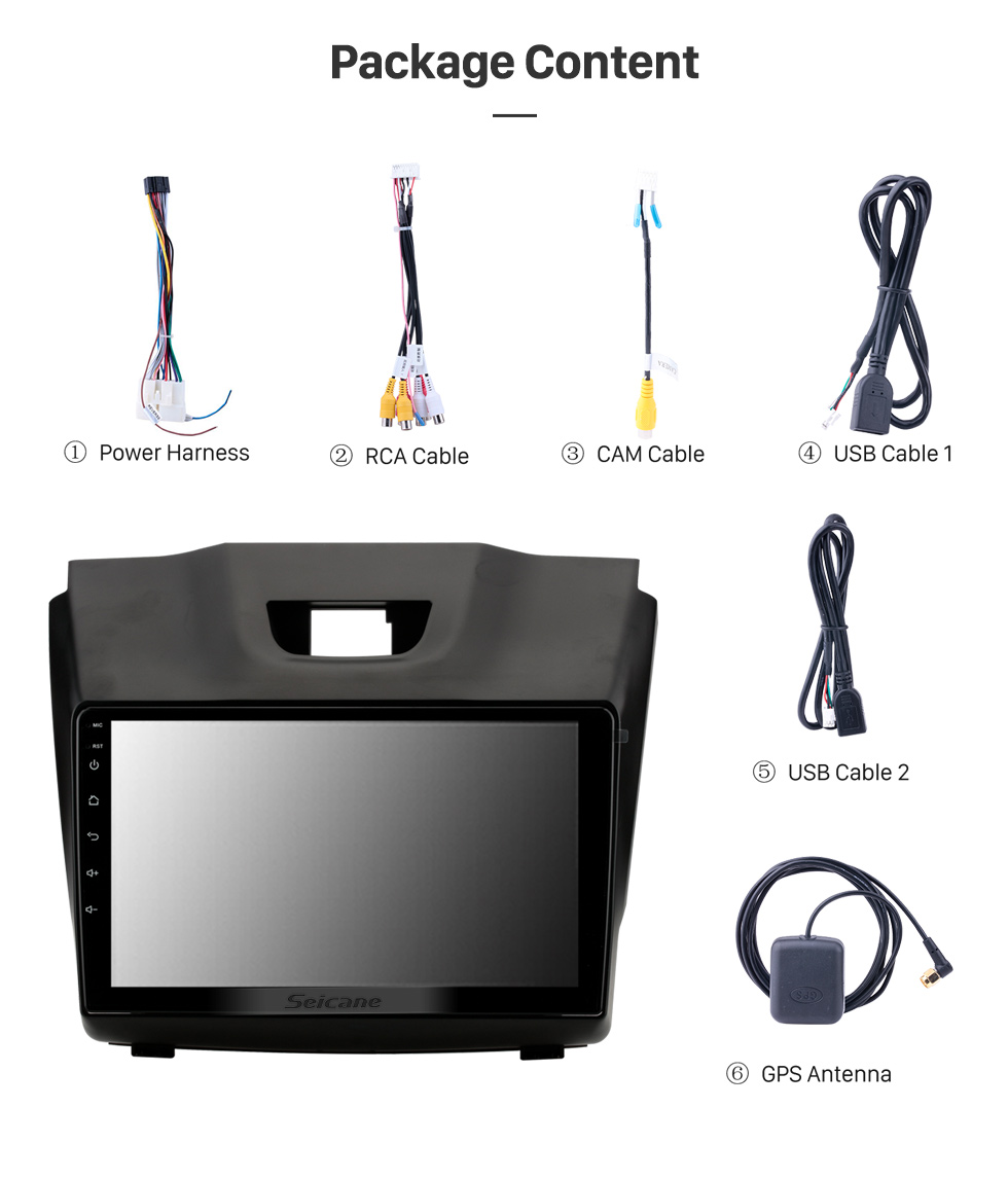 Seicane 9 pouces Chevy Chevrolet S10 2015-2018 ISUZU D-Max Android 13.0 Radio système de navigation GPS HD 1024 * 600 écran tactile Bluetooth DVR Caméra de recul OBD2 TV WIFI Commande au volant USB Lien miroir