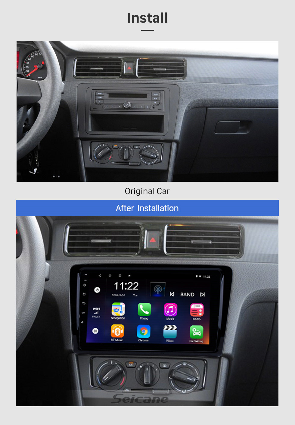 Seicane 9 Zoll 2012 2013 2014 2015 Volkswagen Santana Android 10.0 GPS Navi Auto Stereo HD Touchscreen Bluetooth WIFI Unterstützung 3G WIFI DVR