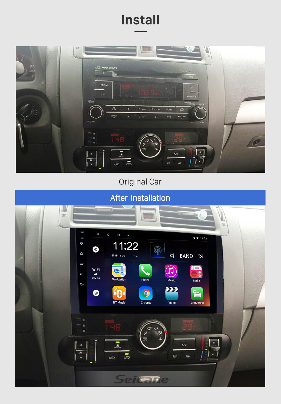 Seicane 9 pulgadas Android 10.0 Radio con pantalla táctil Bluetooth Sistema de navegación GPS para 2008-2016 KIA Borrego MOHAVE con TPMS DVR OBD II USB 3G WiFi Cámara trasera Control del volante HD 1080P Video AUX