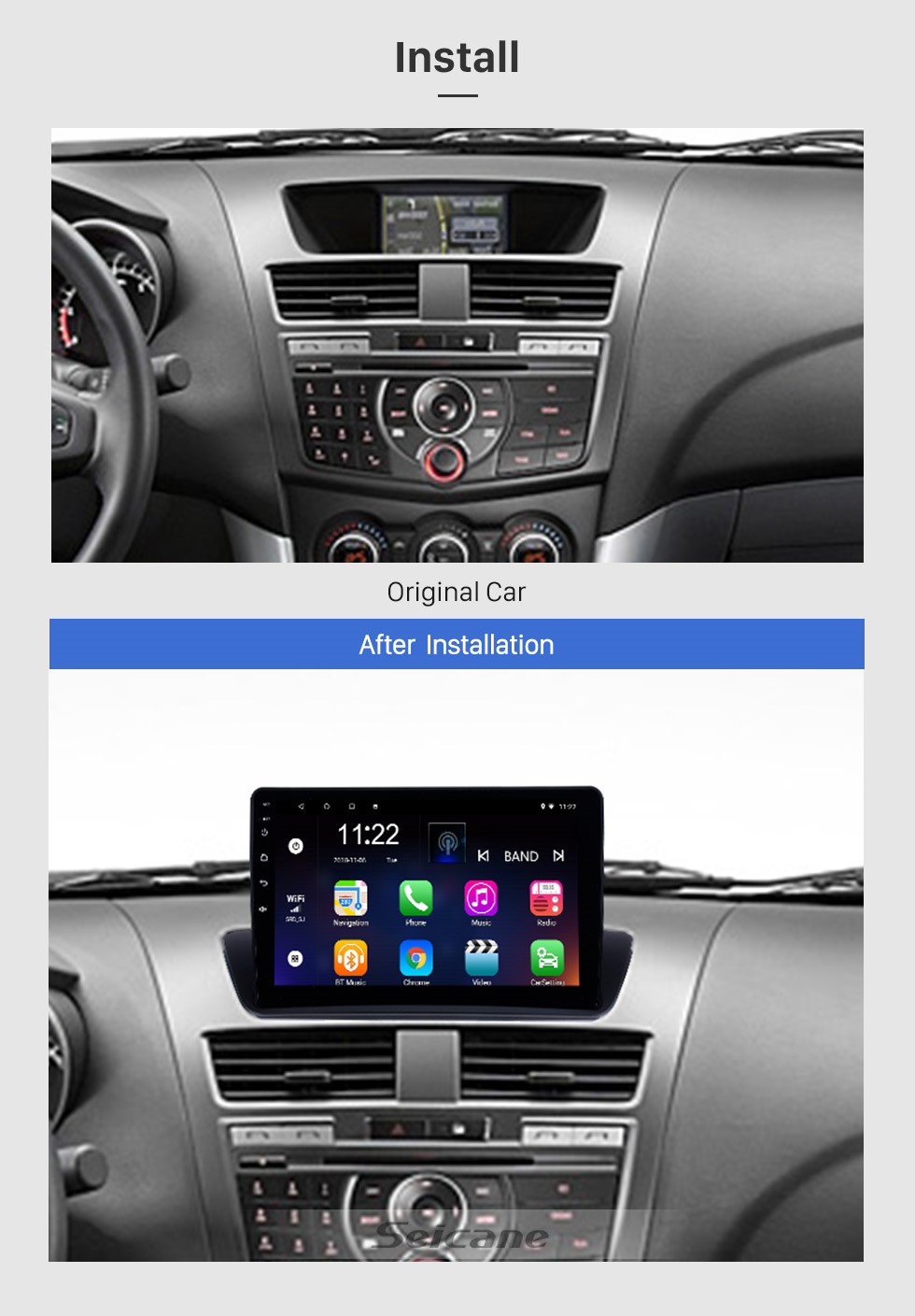 Seicane Navegación GPS OEM de 9 pulgadas Android 10.0 Estéreo para 2012-2018 Mazda BT-50 Versión en el extranjero Radio con pantalla táctil Enlace Bluetooth WIFI AUX USB Control del volante Soporte OBD 3G DVR