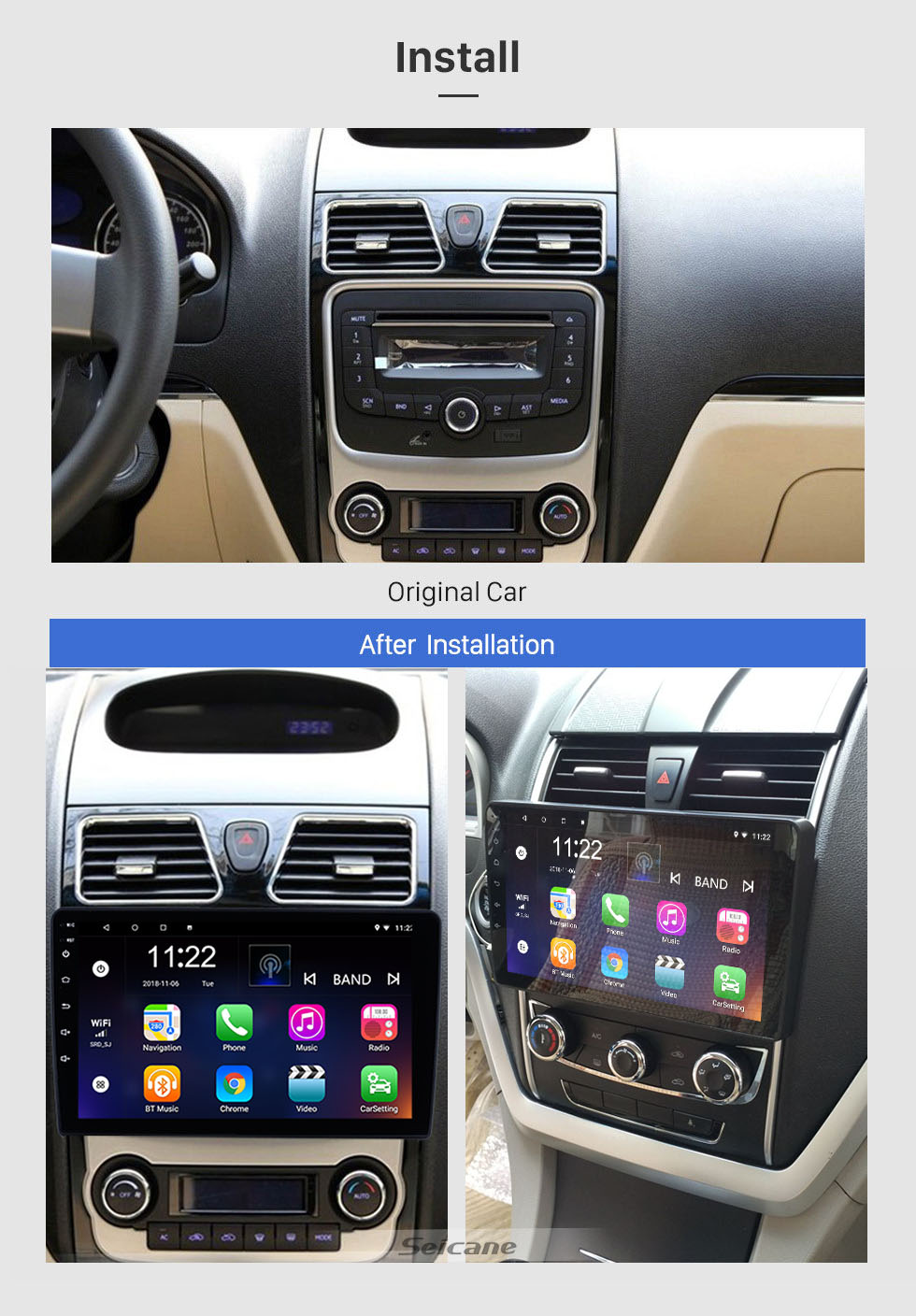 Seicane 2012 2013 2014 Geely Emgrand EC7 Android 10.0 GPS-Navigationsauto Stereo 3G WiFi AM FM-Radio Bluetooth-Musik-Link-Link-OBD2-Rückfahrkamera-Lenkradsteuerung MP3