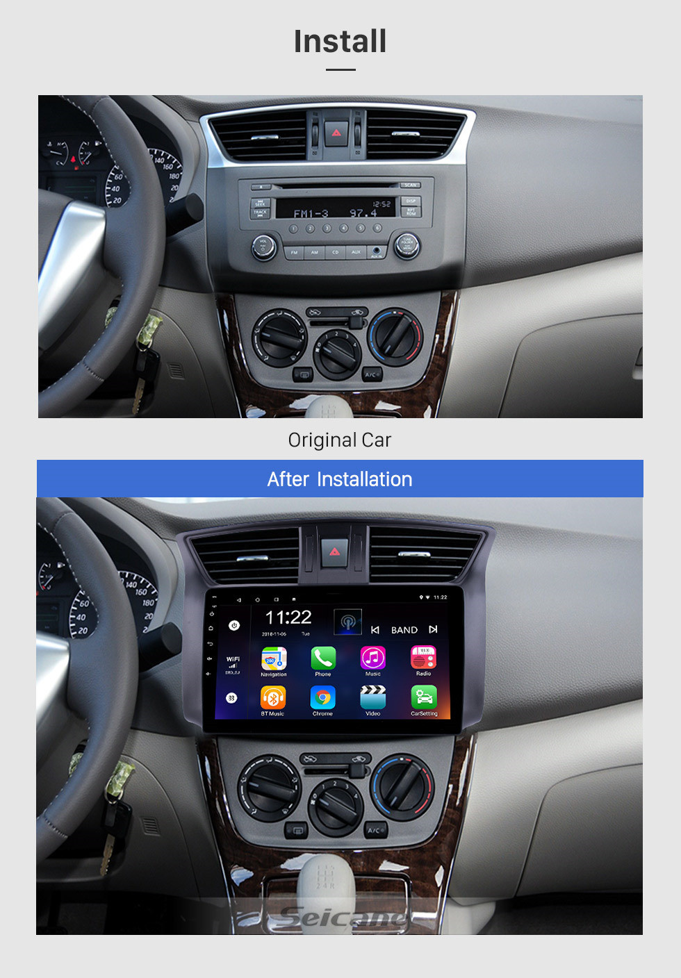 Seicane 10.1 pulgadas 2012-2016 Nissan Sylphy Android 10.0 HD Pantalla táctil GPS Navi unidad principal Radio USB Bluetooth Soporte WIFI Mirror Link DVR OBD2 TPMS Aux