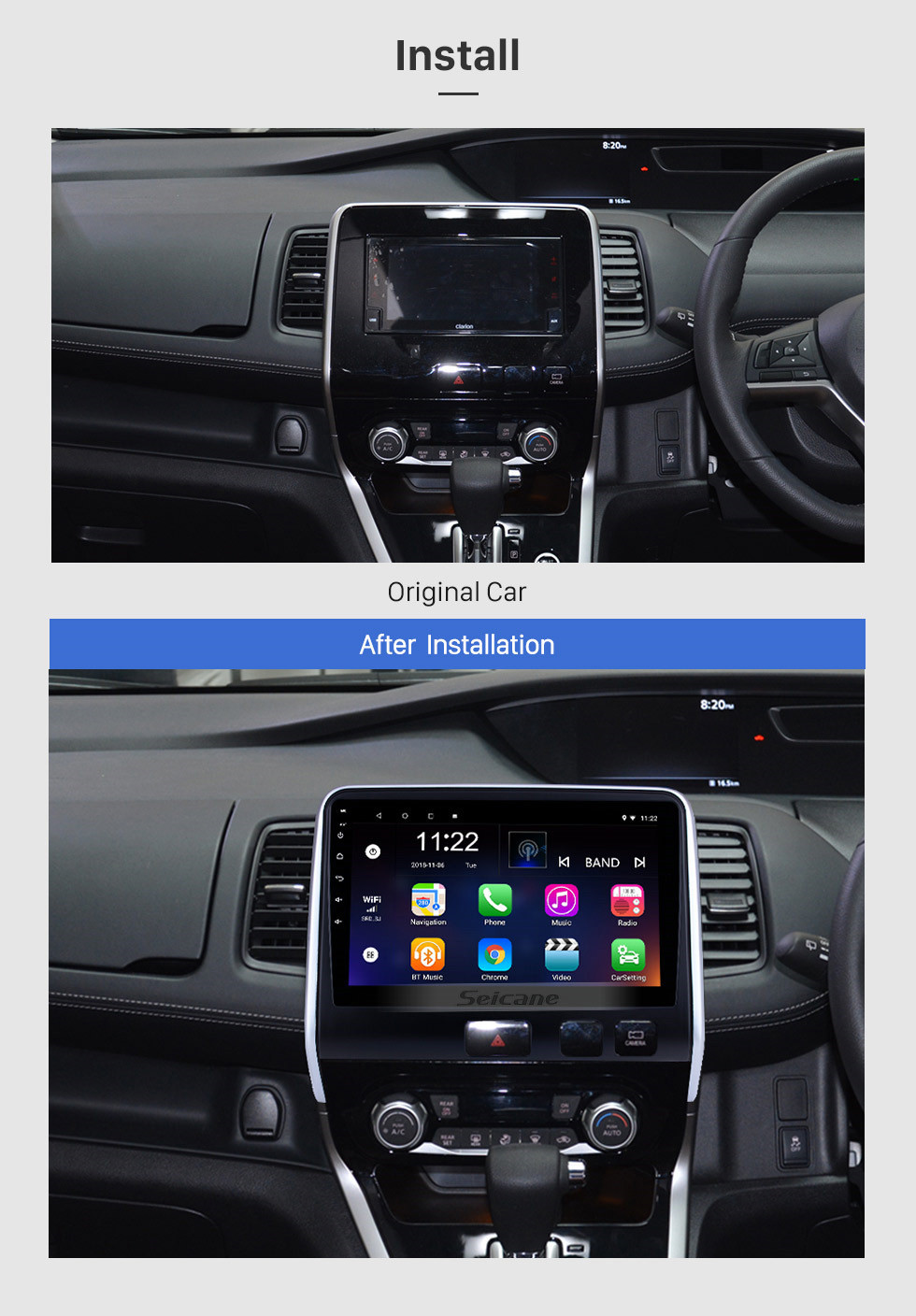 Seicane 2016 2017 2018 Nissan Serena RHD 10.1 pulgadas HD Pantalla táctil Android 10.0 Sistema de navegación GPS Unidad principal Bluetooth Wifi auto Radio WIFI USB Soporte Carplay DVR TPMS