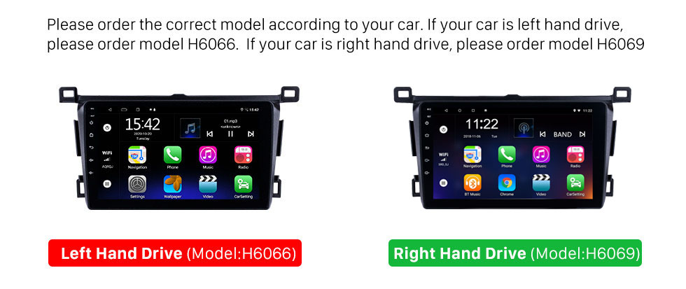 Seicane Rádio tudo-em-um com tela sensível ao toque de 9 polegadas Android 13.0 para 2013-2018 Toyota RAV4 direção esquerda 3G WiFi Bluetooth Música Sintonizador de TV AUX Controle do volante