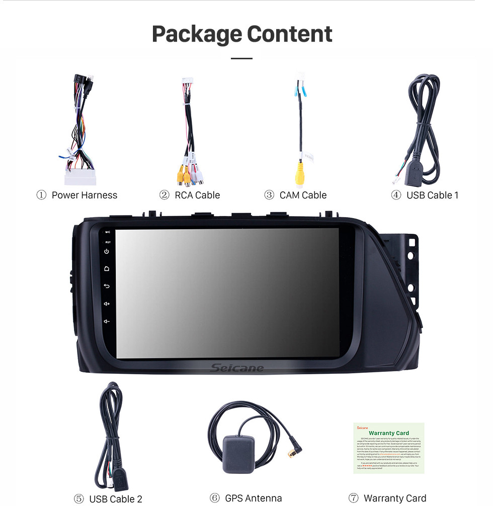 Seicane 9 pouces 2017 Hyundai VERNA Android 10.0 Lecteur multimédia de voiture Radio Bluetooth avec système de navigation GPS Musique Wifi Lien miroir Prise en charge USB Commande au volant DVR Caméra de recul OBD2 DAB +