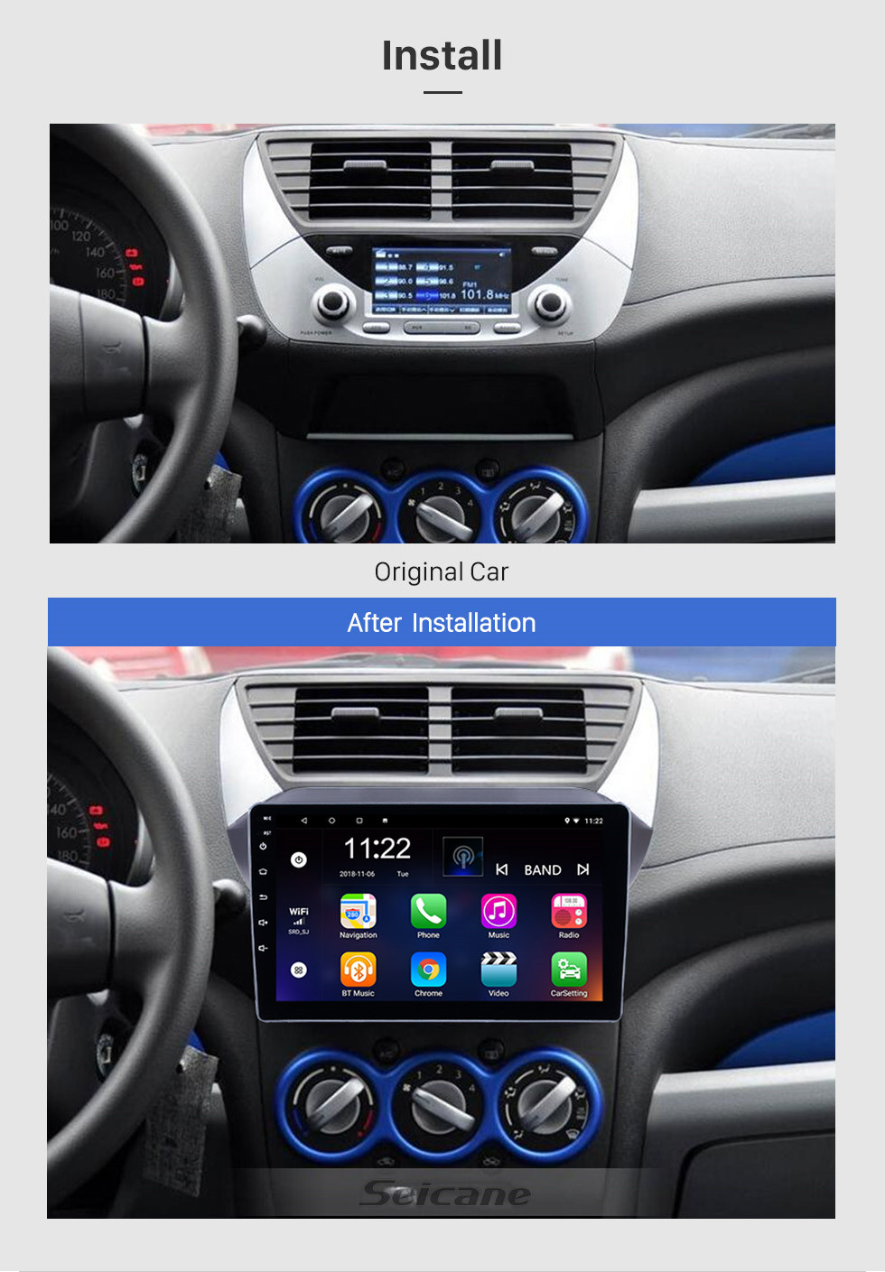 Seicane 9 pulgadas Android 10.0 OEM HD Pantalla táctil Unidad principal para 2009-2016 Suzuki alto Navegación GPS Radio USB Bluetooth Soporte de música Control del volante 3G WIFI TPMS DAB + OBD2