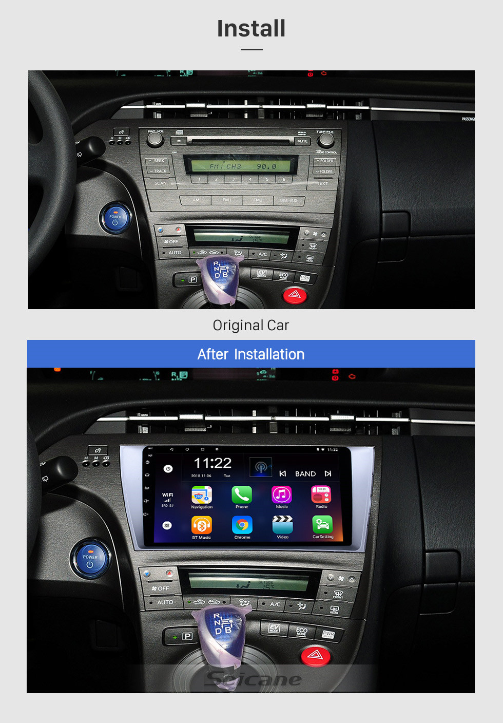 Seicane 9 Zoll Android 10.0 HD 1024 * 600 Touchscreen-Radio für 2009-2013 Toyota Prius linker Fahrer GPS-Navigation Bluetooth Musik WiFi Spiegel Link Rückfahrkamera AUX