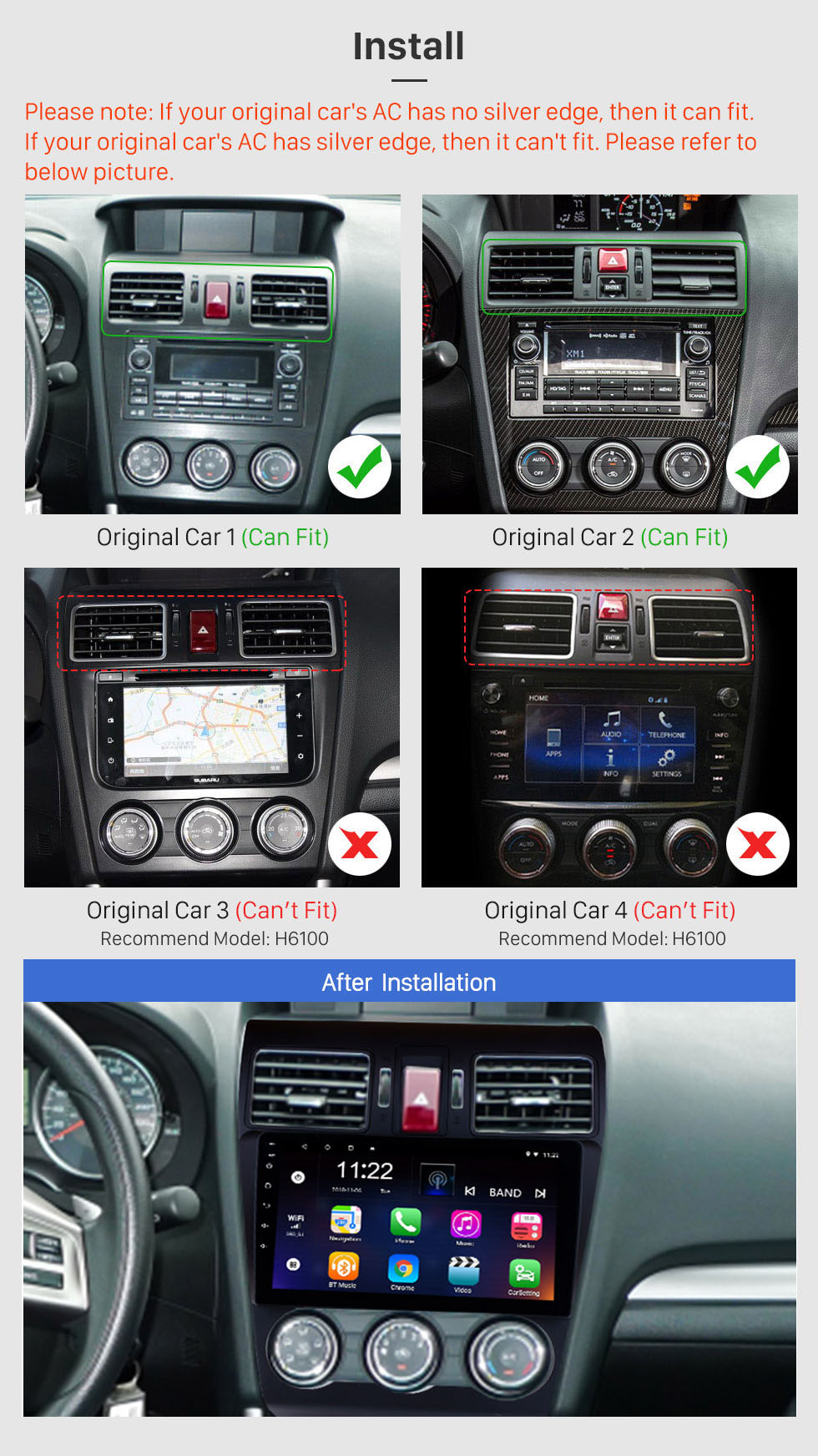 Seicane 9-дюймовый Android 13.0 с сенсорным экраном Bluetooth-радио для 2013 2014 Subaru XV Impreza Forester с GPS-навигацией Поддержка WIFI Резервная камера DVR OBDII TPMS
