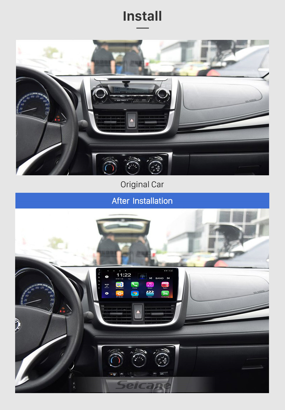 Seicane Android 10.0 9 pouces Bluetooth Radio pour 2017 Toyota YARiS L avec écran tactile HD GPS Navi AUX USB FM soutien DVR Caméra de recul TPMS OBD Carplay 3G