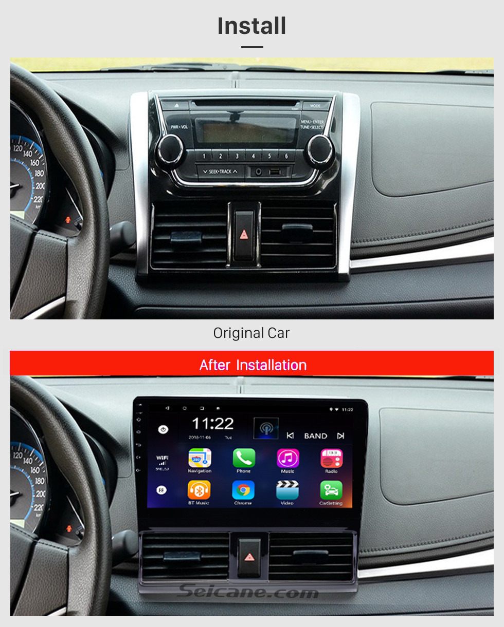 Seicane 2013 2014 2015 2016 Toyota Vios 10.1 дюймов HD 1024 * 600 Сенсорный экран Android 10.0 Радио GPS Система навигации с Bluetooth WIFI 1080P Видео DVR Зеркало Ссылка