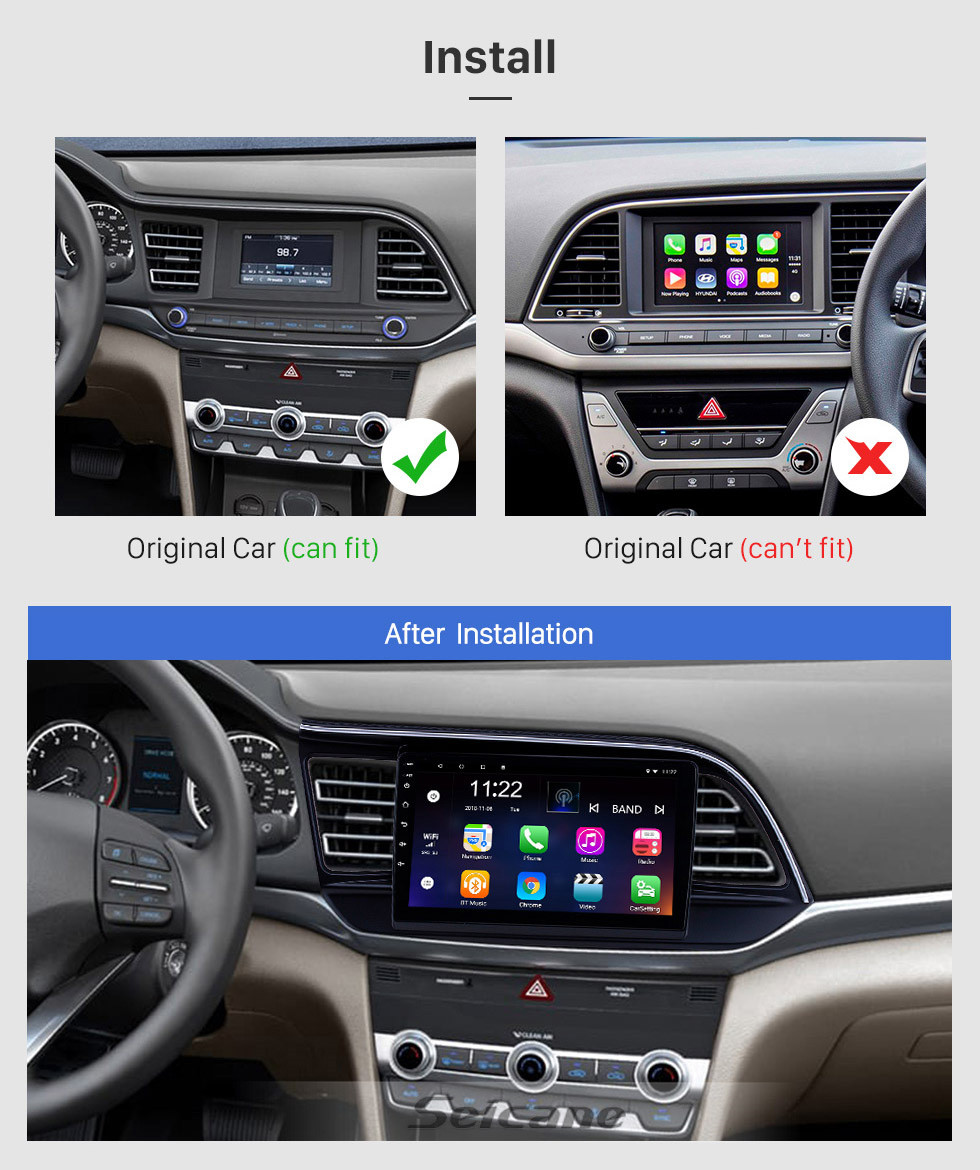 Seicane Android 10.0 9 pouces radio de navigation GPS à écran tactile pour 2019 Hyundai Elantra LHD avec support USB WIFI Bluetooth AUX Carplay SWC caméra de recul