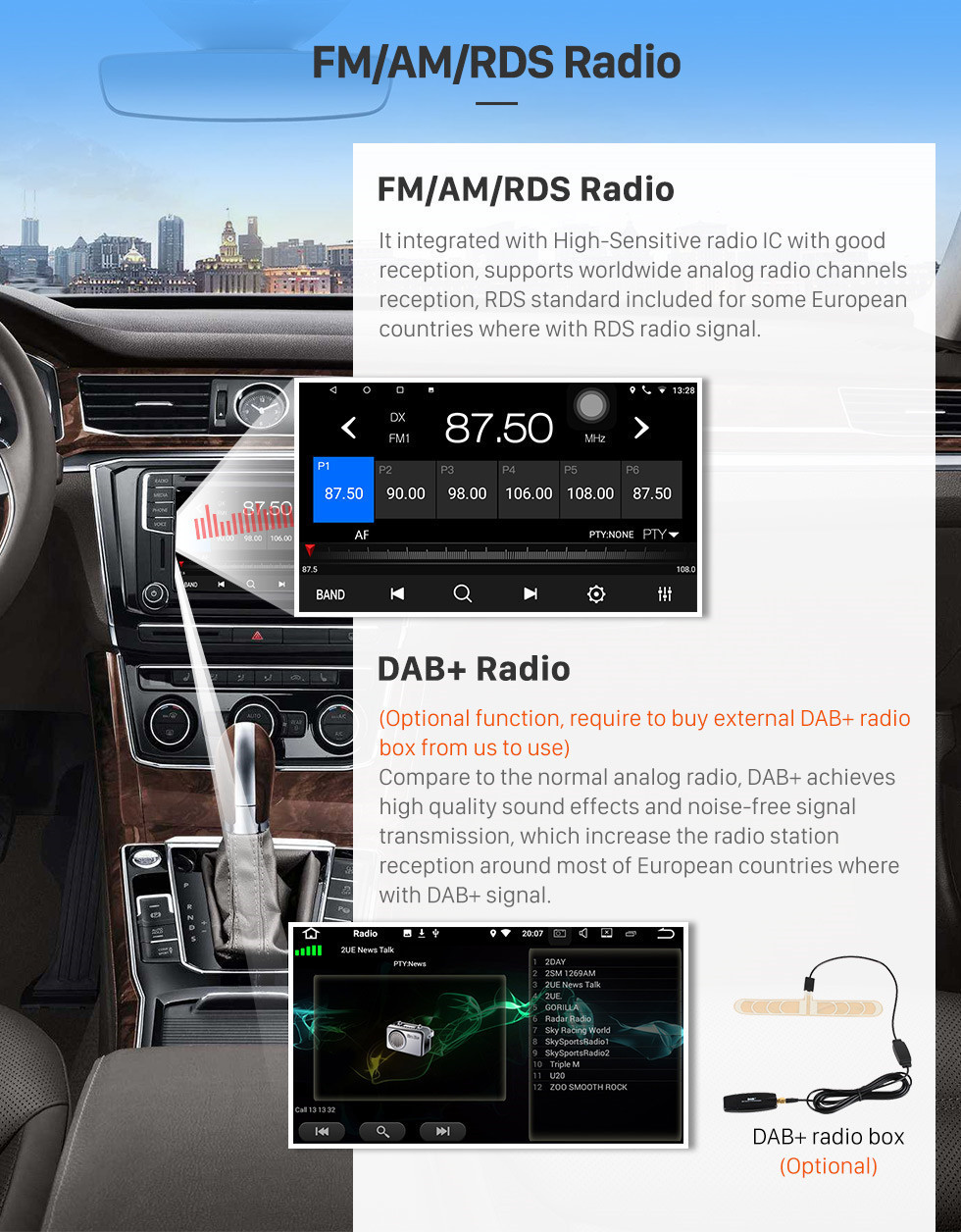 Seicane Im Armaturenbrett Radio 9 Zoll HD 1024 * 600 Touchscreen Android 10.0 Für 2008 2009 2010 2011-2015 Mazda 6 Rui Flügel GPS-Navigationssystem Unterstützung Lenkradsteuerung DVR OBDII WiFi Backup-Kamera DAB +