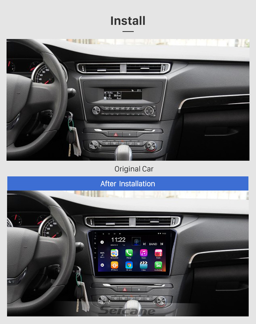 Seicane 2014 Peugeot 408 с сенсорным экраном Android 10.0 10,1-дюймовое головное устройство Bluetooth Stereo с поддержкой USB AUX WIFI DAB + OBD2 DVR Управление рулевого колеса