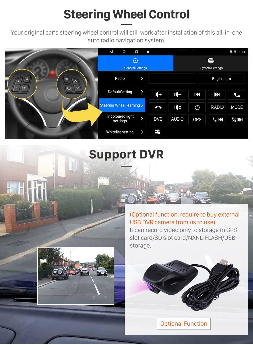 Seicane 2014 Peugeot 408 tela sensível ao toque Android 10.0 10.1 polegada unidade de cabeça Bluetooth estéreo com suporte USB AUX WIFI DAB + OBD2 DVR Controle de volante
