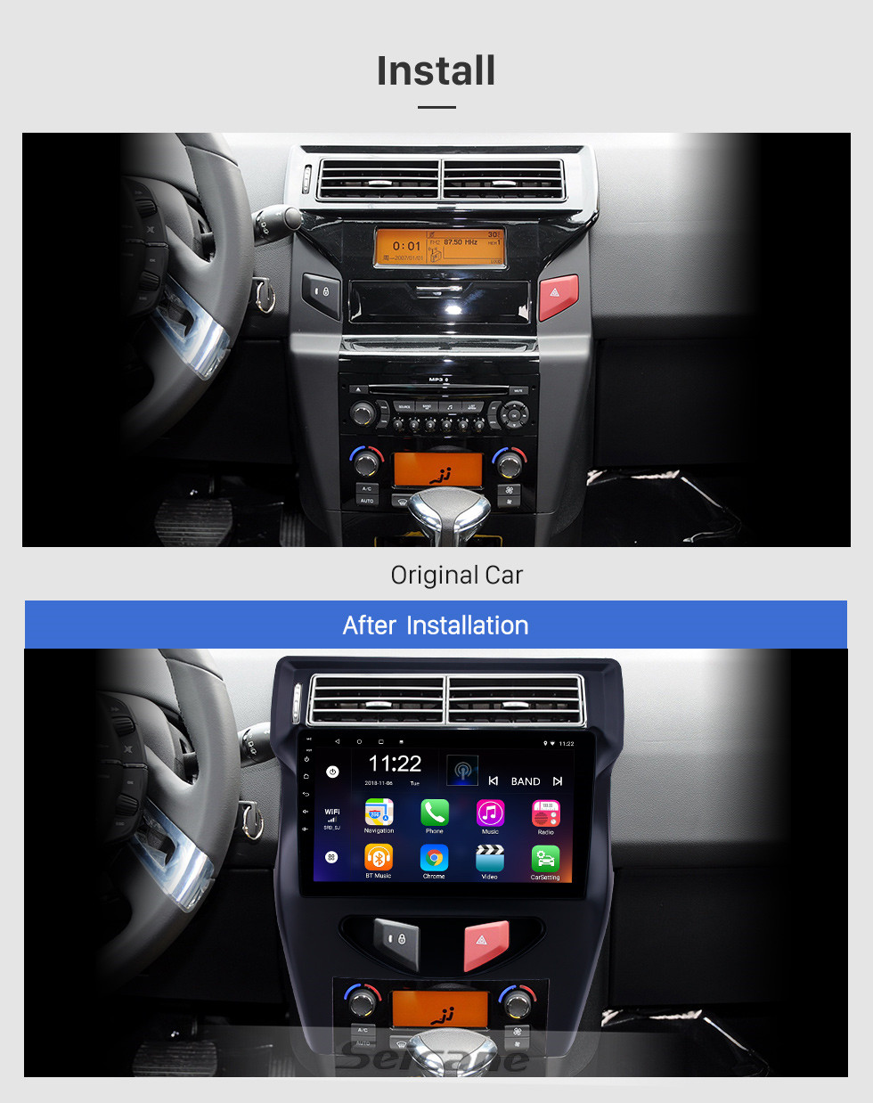 Seicane OEM 10,1-дюймовый Android 10.0 радио для 2012-2016 Citroen C4 C-QUATRE Bluetooth Wifi HD с сенсорным экраном GPS-навигация Поддержка AUX USB OBD2 Carplay Mirror Link