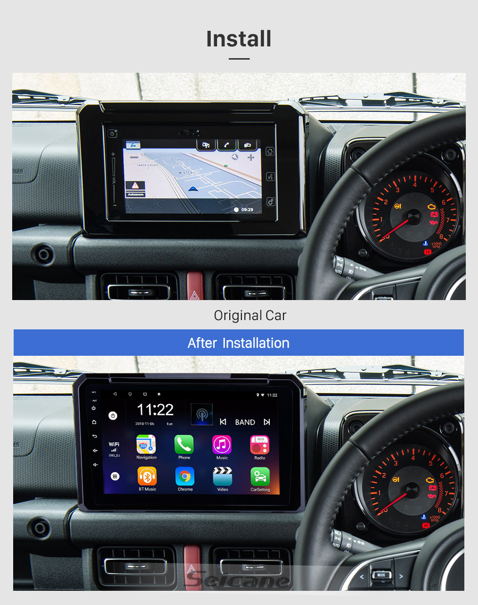 Seicane Vente chaude 9 pouces HD Écran Tactile Android 10.0 2019 Suzuki JIMNY GPS Navigation Radio avec support USB Bluetooth WIFI TPMS DVR SWC Carplay