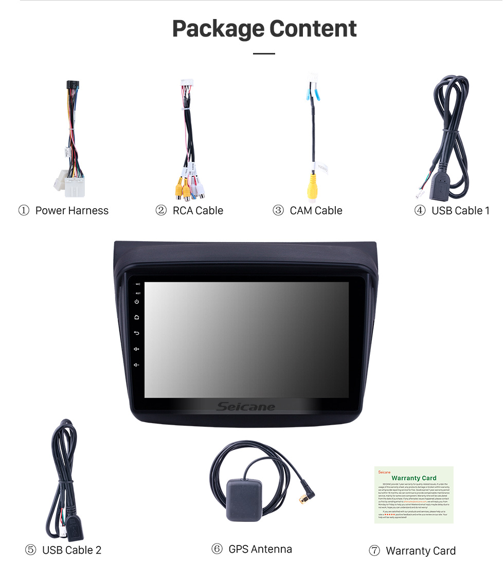 Seicane HD сенсорный экран 9-дюймовый Android 10.0 GPS-навигация Радио для 2010 MITSUBISHI PAJERO Sport / L200 / 2006 + Triton / 2008 + PAJERO Sport2 Montero Sport / 2010 + Pajero Dakar / 2008 + Challenger с поддержкой USB Bluetooth Carplay SWC