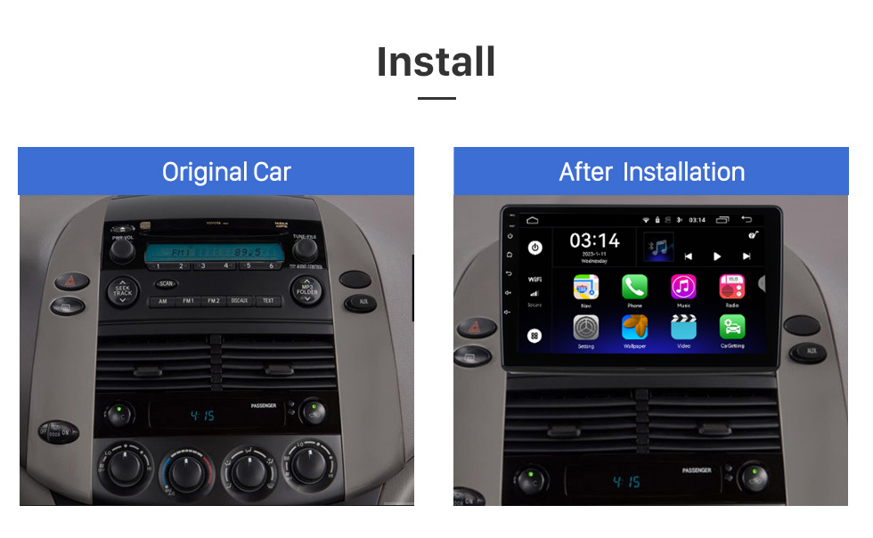 Seicane 8 pulgadas 2004-2010 Toyota Sienna Android 13.0 Navegación GPS Radio Bluetooth Música HD Pantalla táctil compatible TV digital Carplay Control del volante